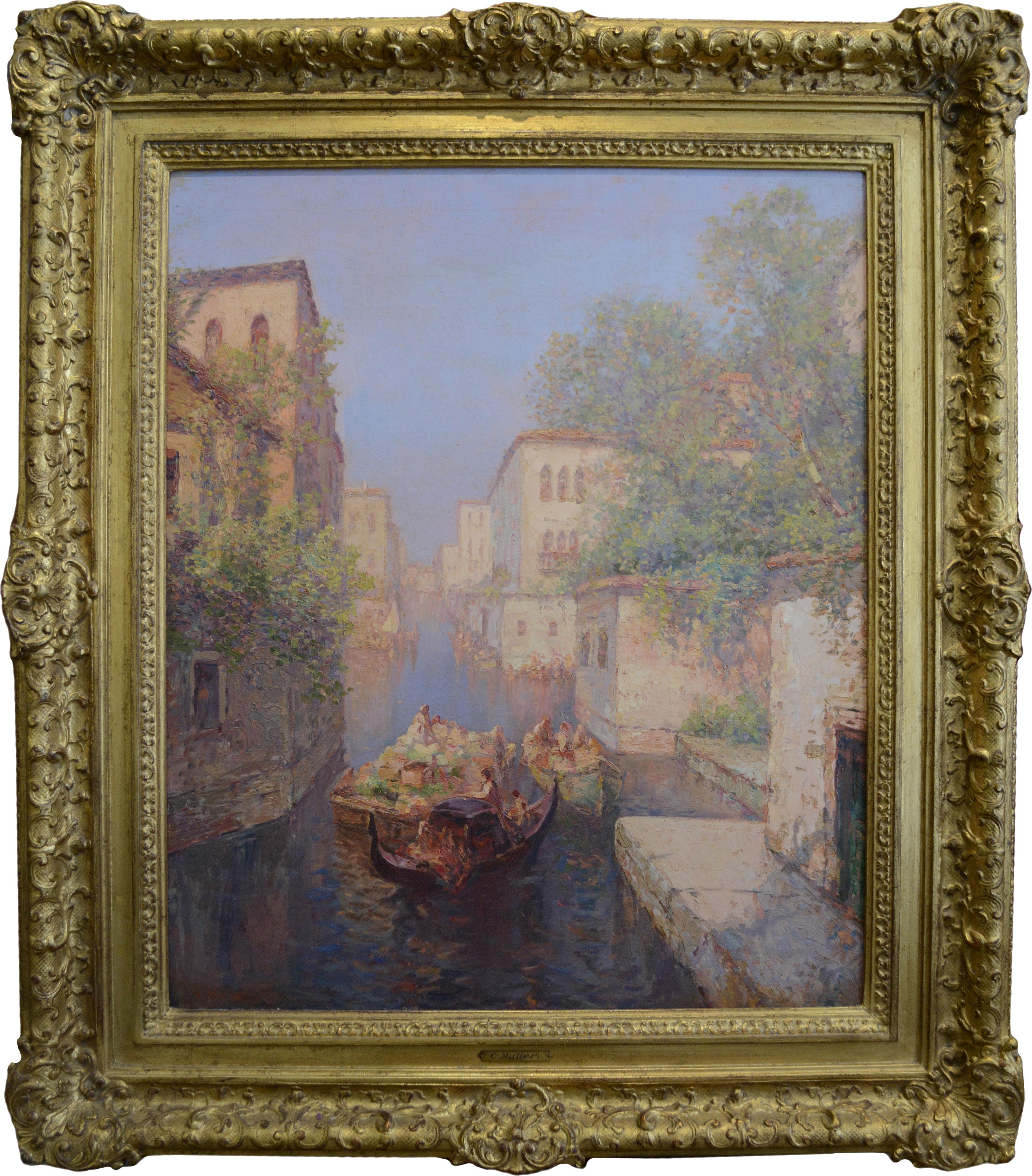 Venice Canal Scene - Painting by Carl Muller