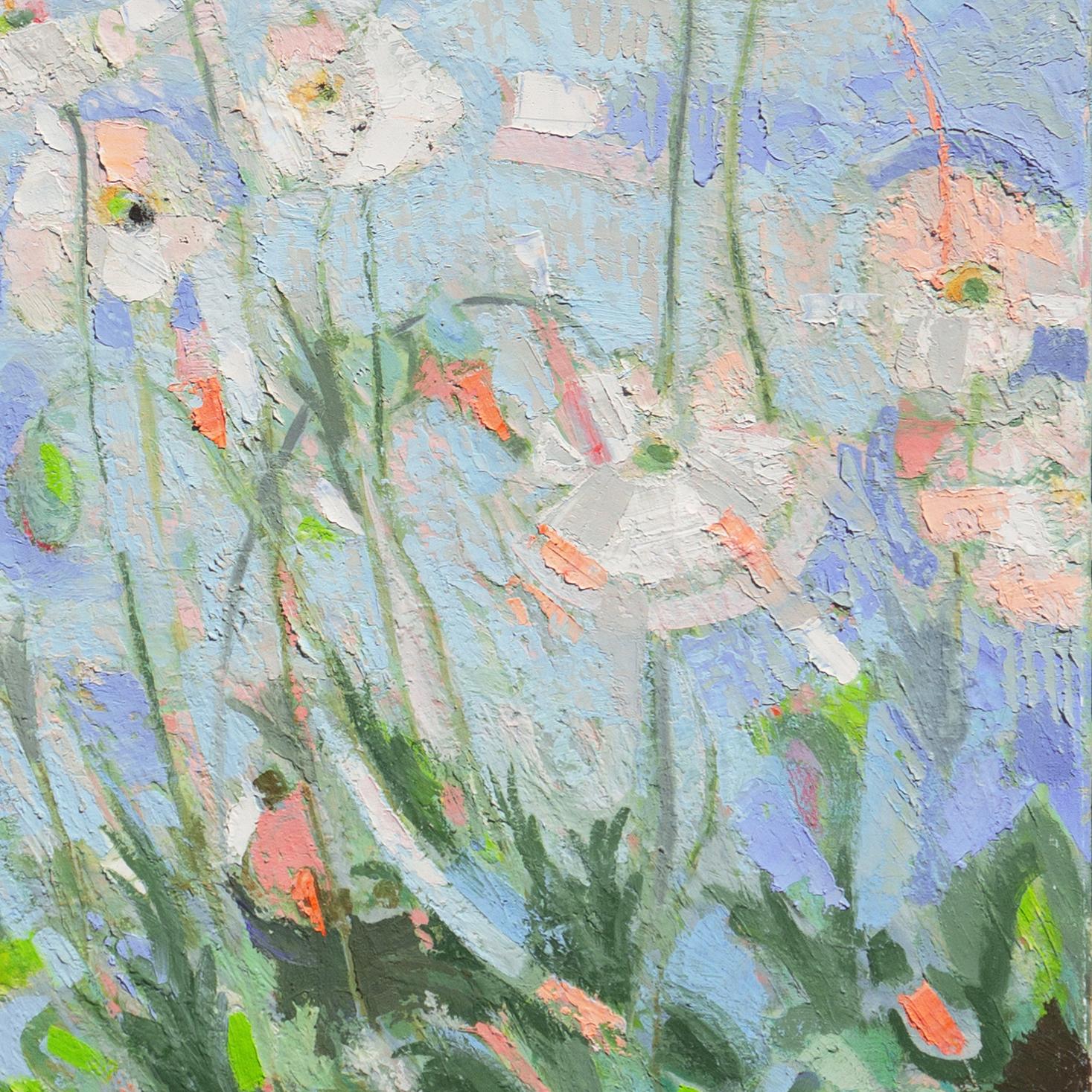 'Pink and White Poppies beneath Blue Skies', Whitney Museum, PAFA, AIC, ASL, ICA - Gray Still-Life Painting by Carl Nelson