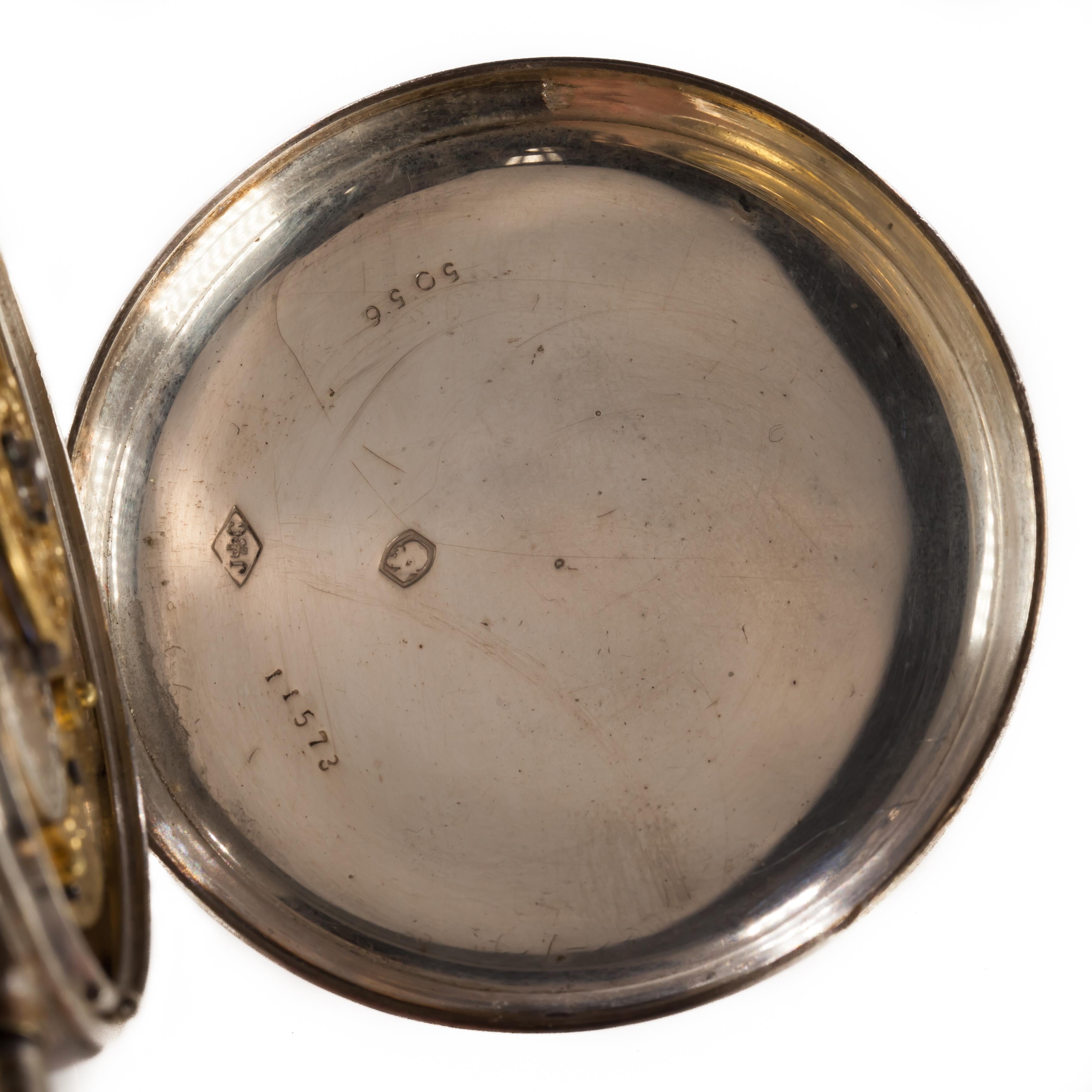 Carl Neumann von Berlin Silber-Taschenuhr mit Schlüsselanhänger, kompliziertes Uhrwerk im Angebot 1