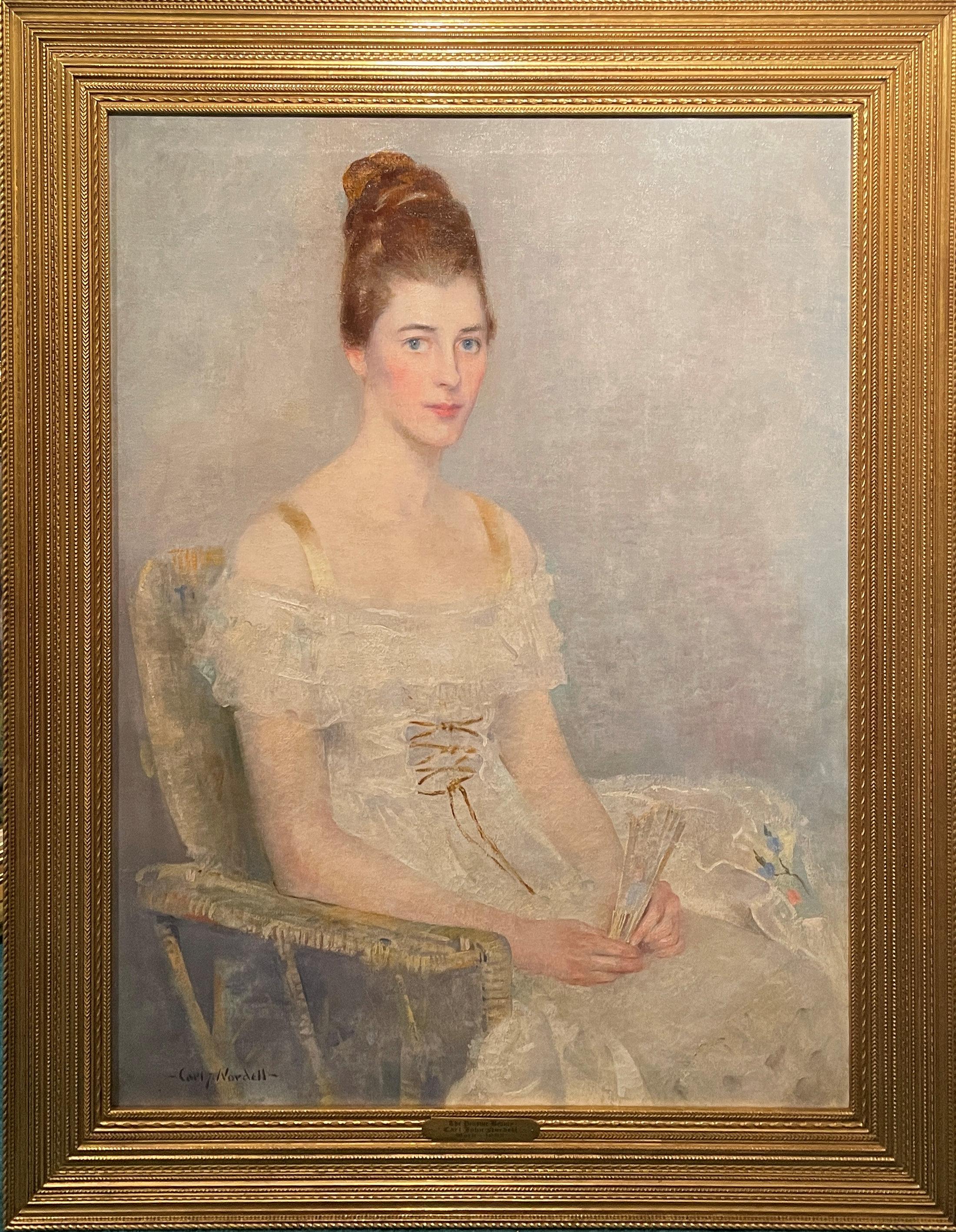 « The Pensive Beauty » Carl Nordell, impressionnisme américain, portrait de femme en vente 1