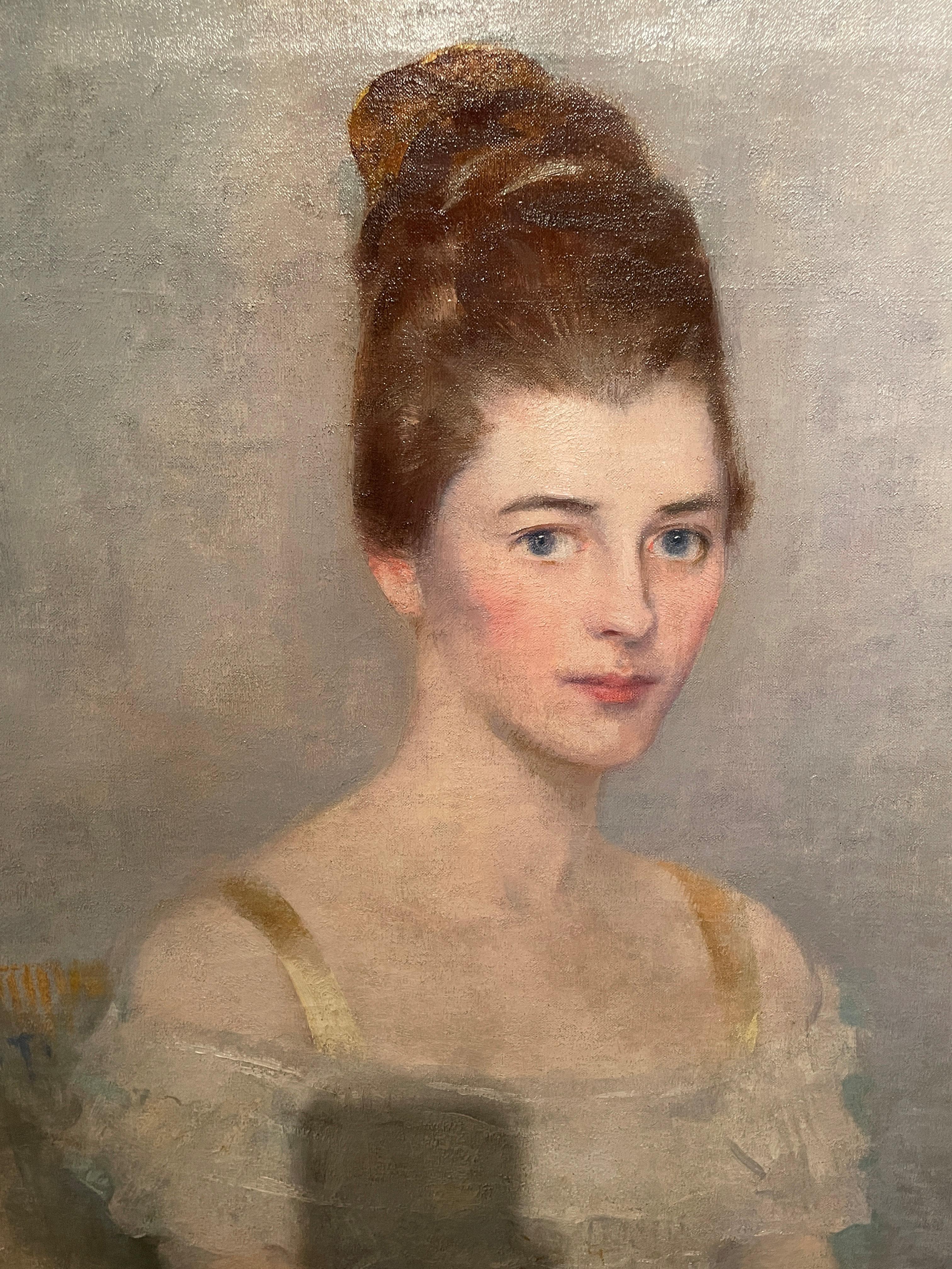 « The Pensive Beauty » Carl Nordell, impressionnisme américain, portrait de femme en vente 3
