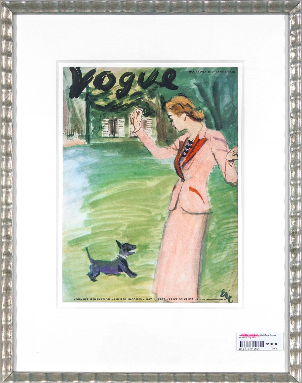 Carl Oscar August Erickson Portrait Print - Framed print of May 1, 1937, "Vogue" magazine cover by Carl Erickson