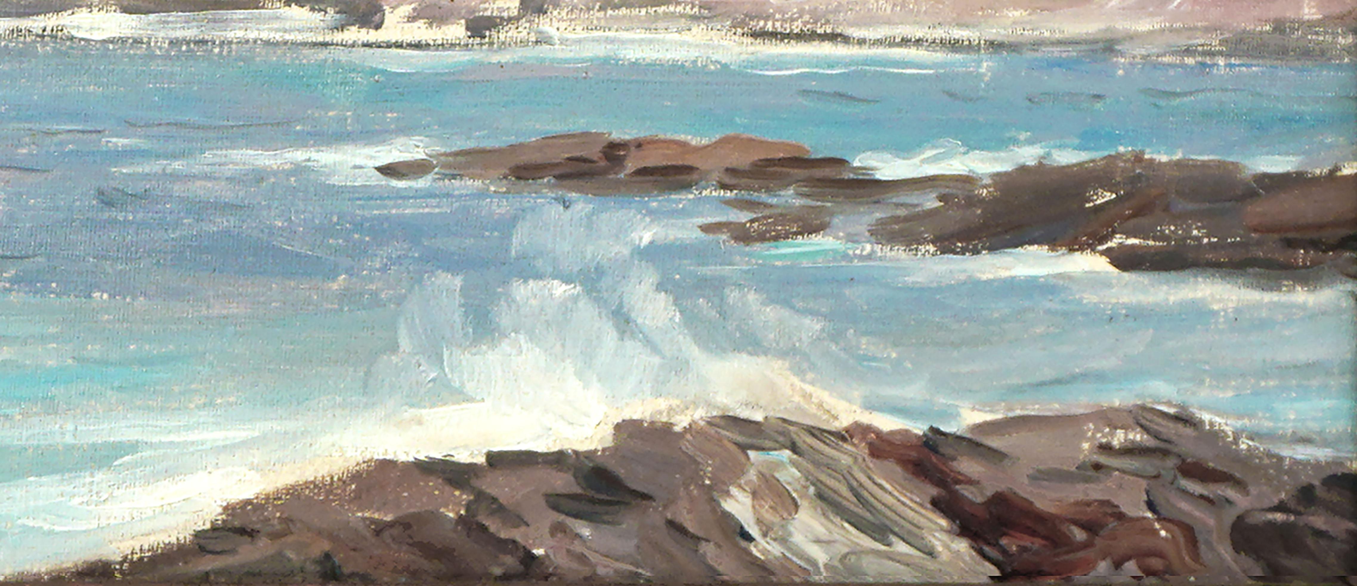 Paysage marin en plein air de Carmel Beach des années 1920 - Noir Landscape Painting par Carl Oscar Borg