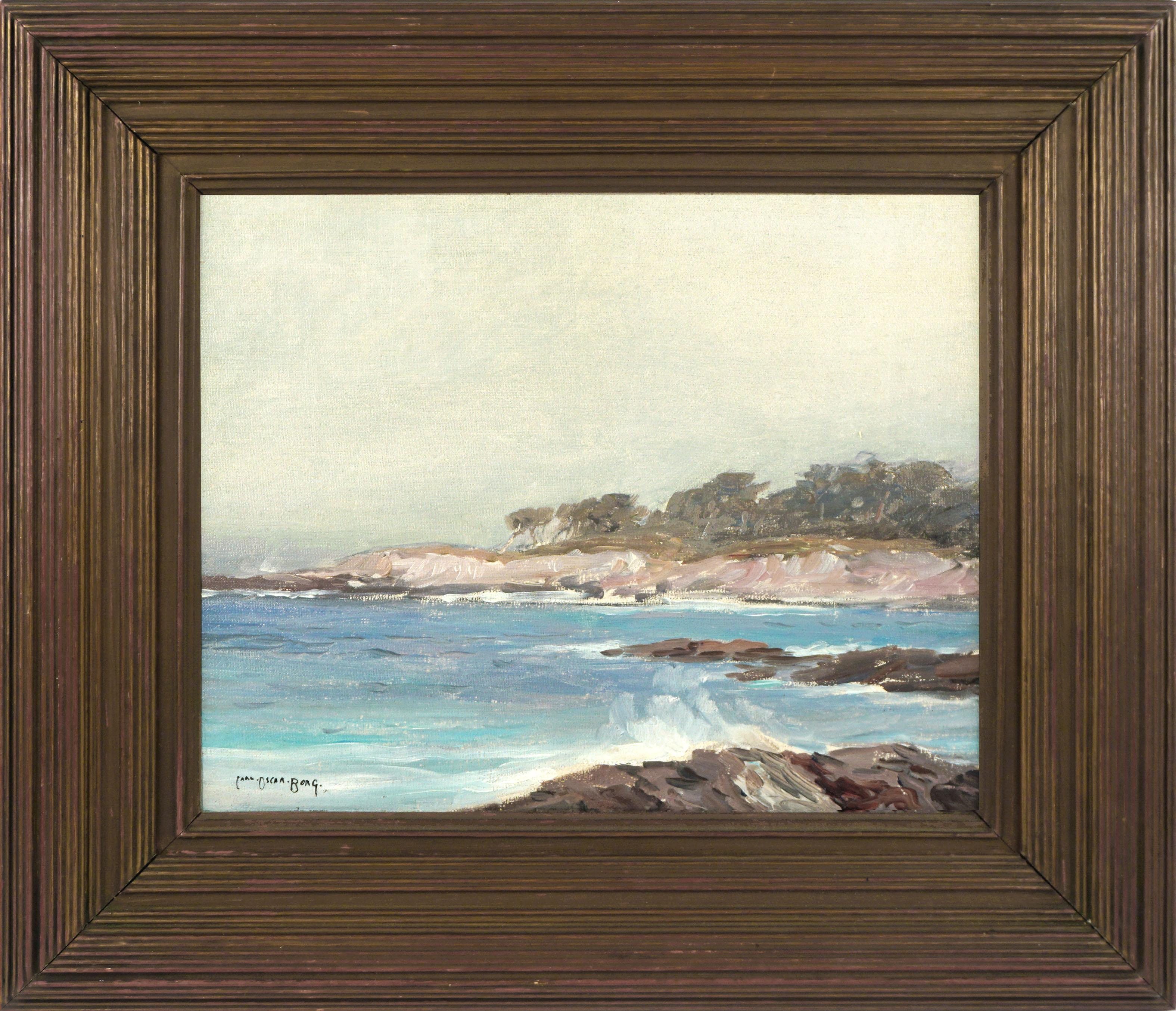 Landscape Painting Carl Oscar Borg - Paysage marin en plein air de Carmel Beach des années 1920