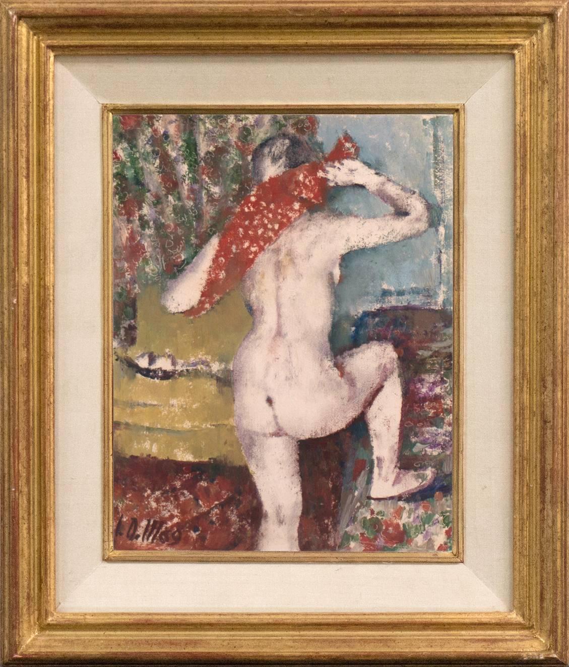 'The Red Hand-Towel' Munich School, Impressionist, Dortmund Kunstakademie, Paris - Painting by Carl Otto Müller