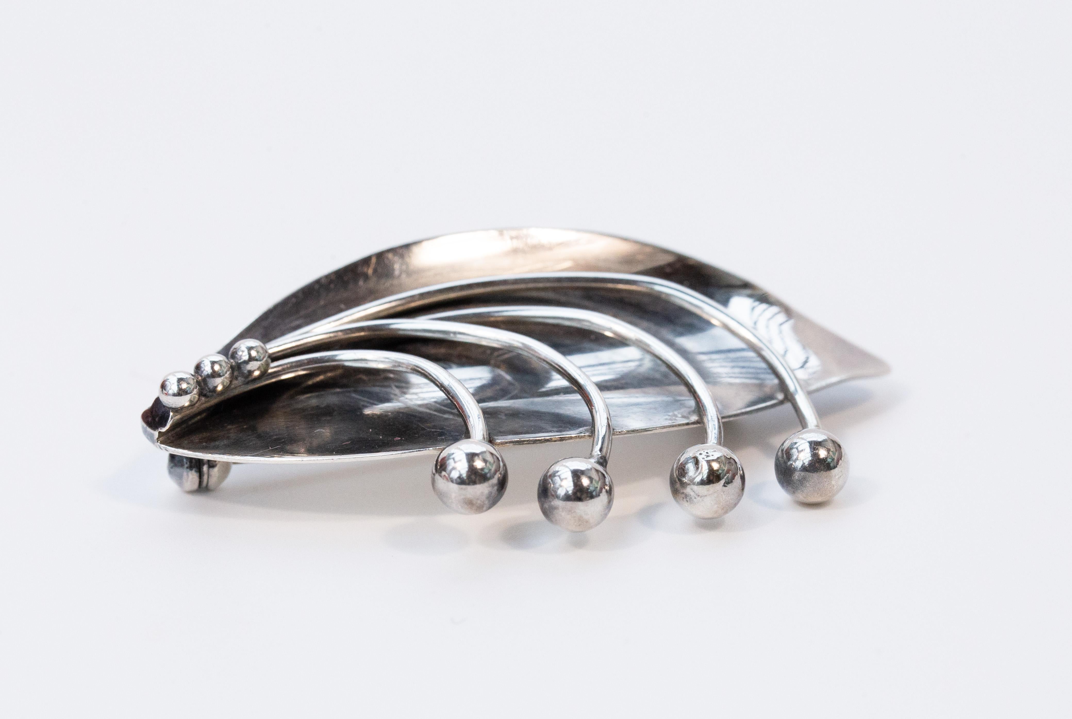 Modernist Carl Ove Frydensberg COF Solid Sterling Silver Brooch For Sale