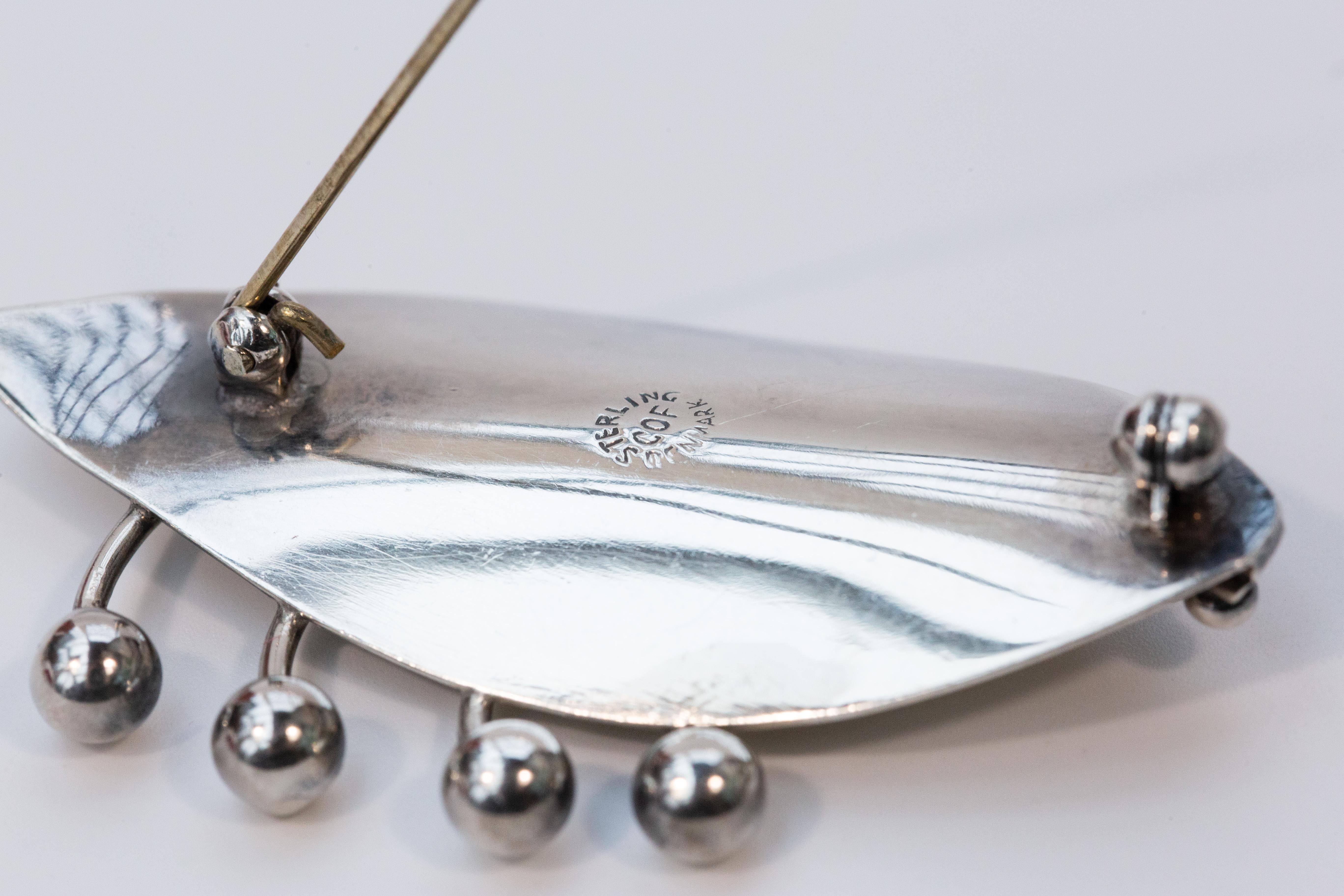 Carl Ove Frydensberg COF Solid Sterling Silver Brooch In Good Condition For Sale In Arnhem, NL
