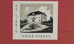 Vintage Ex-Libris - Poor Ferenc - Woodcut by M. Szabó István - Mid 20th Century