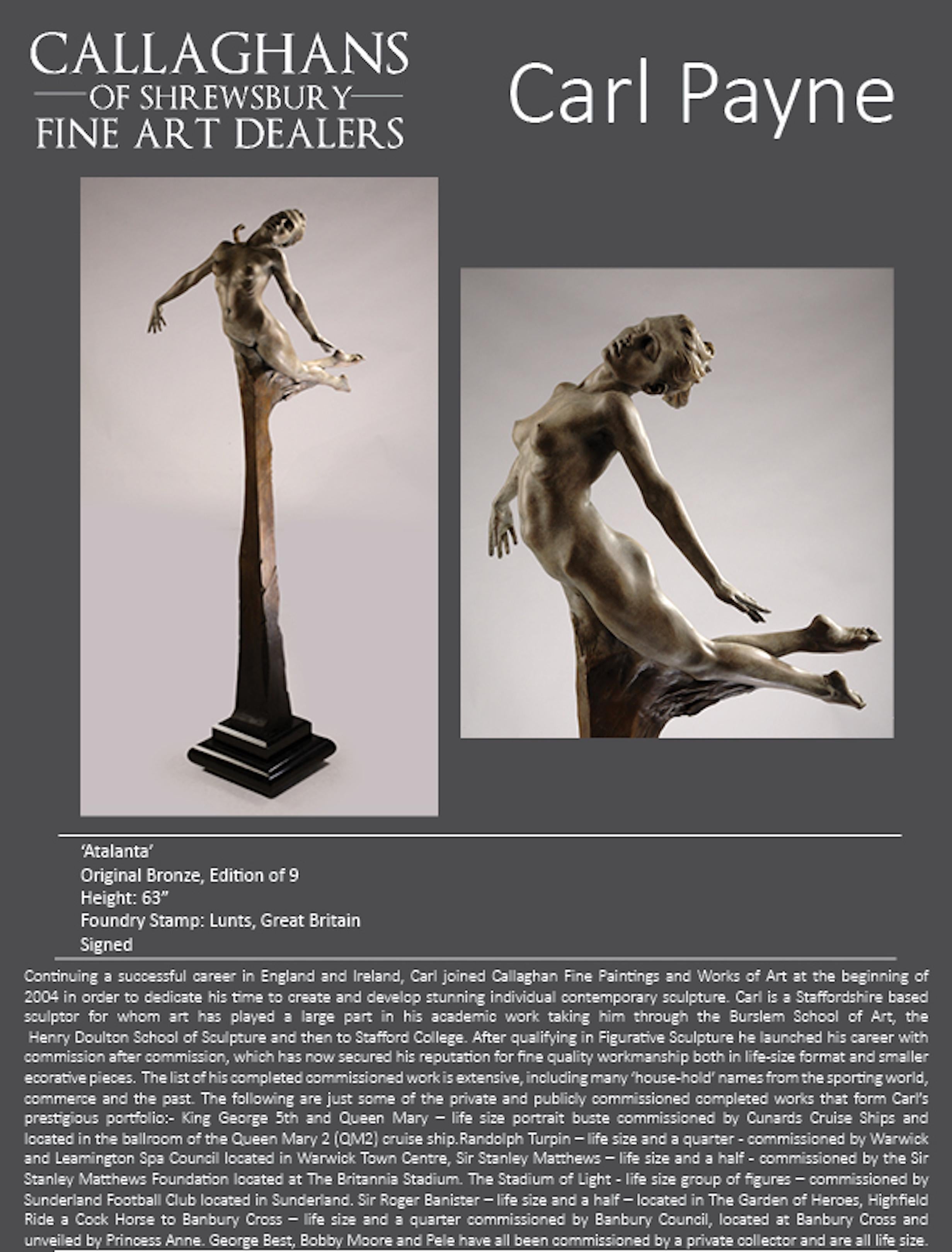 Bronze sculpture 'Atlanta' a virgin huntress in Ancient Greek Mythology - Modern Sculpture by Carl Payne