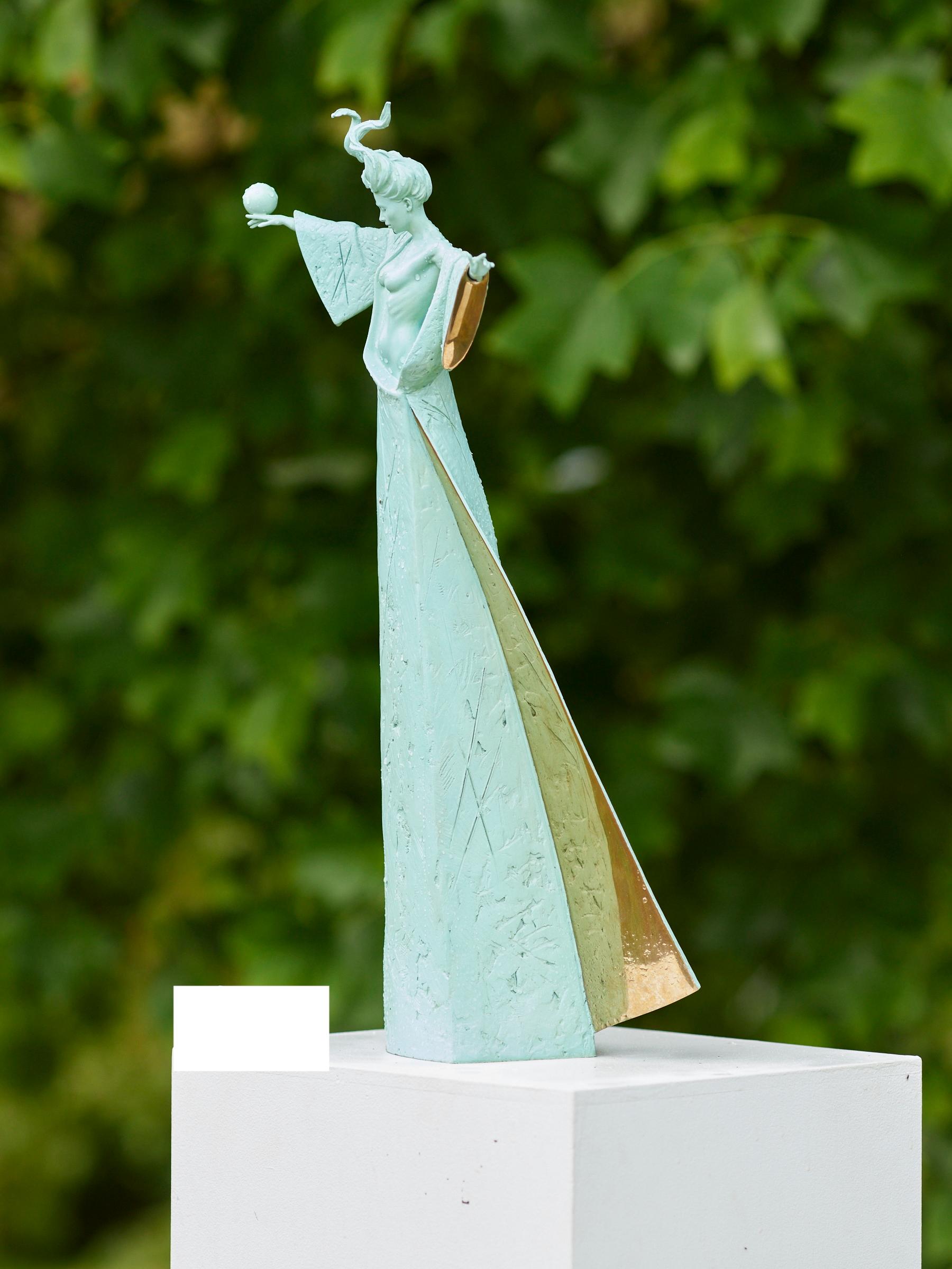 Scultura contemporanea in bronzo Demetra Dea della mitologia greca, figurativa, nudo