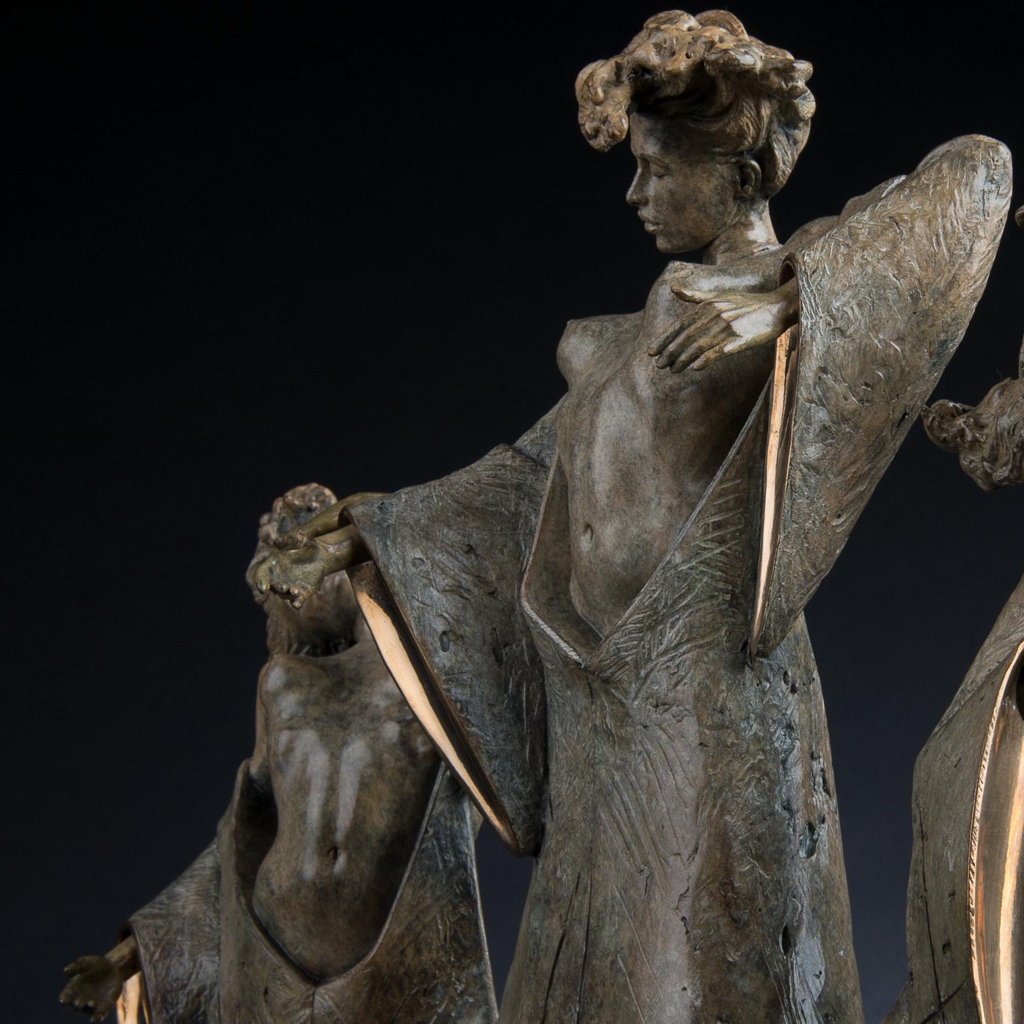 'The Three Fates' is a stunning contemporary bronze sculpture of ancient Greek myth by Carl Payne.
Continuing a successful career in England and Ireland, Carl joined Callaghan Fine Paintings and Works of Art at the beginning of 2004 in order to