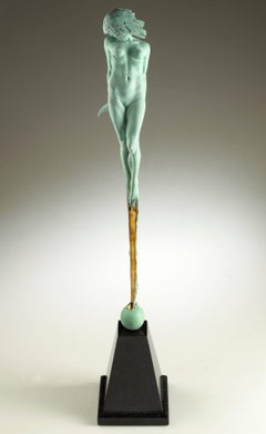 Sculpture contemporaine de nu en bronze "Le Pucelle" par Carl Payne