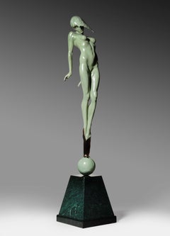 Zeitgenössische figurative und nackte Traum-Bronze-Skulptur „le Pucelle“ von Carl Payne