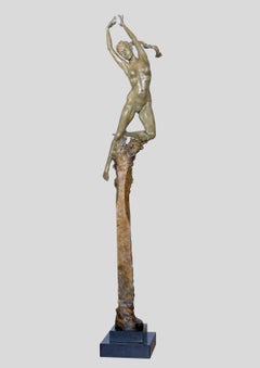 Figurative, nackte Bronzeskulptur „Kora“ von Carl Payne, Halblebensgröße. 