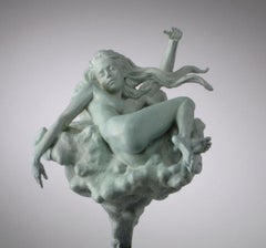 « Lazy Summer on Sphere », sculpture figurative contemporaine en bronze d'un nu