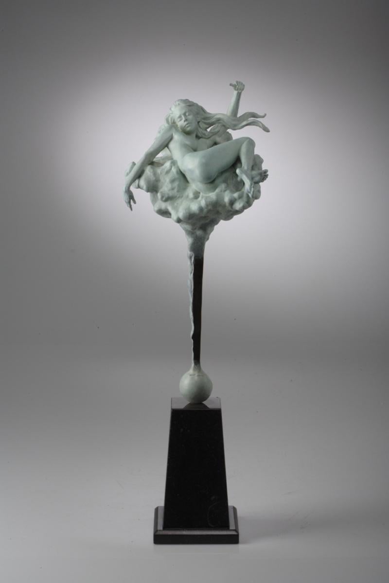 Carl Payne Nude Sculpture - 'Lazy Summer on Sphere' a Contemporary Nude Figurative Bronze Sculpture