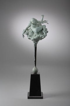 « Lazy Summer on Sphere », sculpture figurative contemporaine en bronze d'un nu