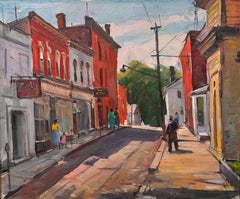 Vintage "Sidewalk Downtown" - Cape Ann Artist, Street Scene in Gloucester, MA
