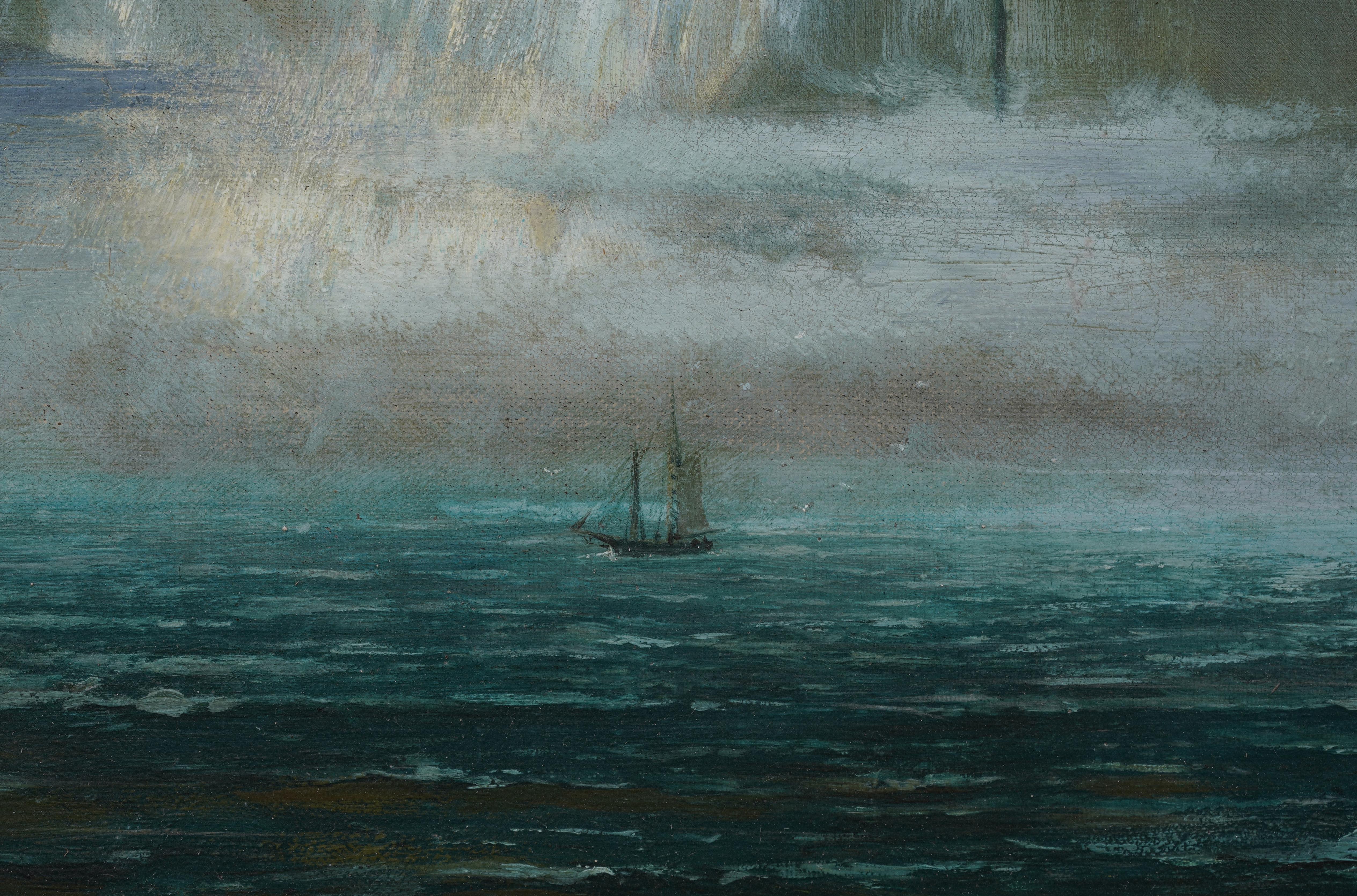 Storico e raro paesaggio marino con iceberg dell'Artico del XIX secolo, incorniciato in un dipinto d'inverno in vendita 5