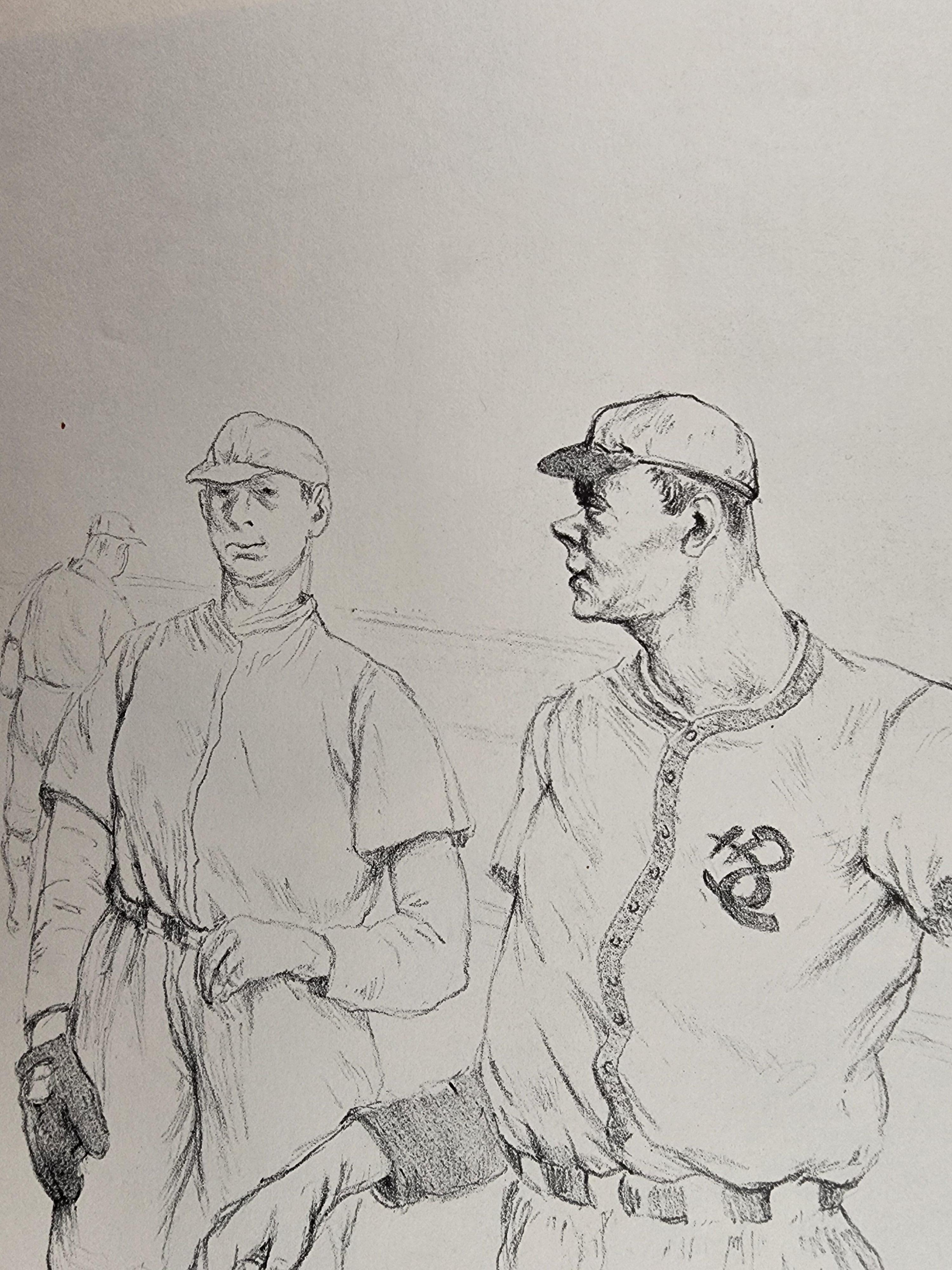 RGRFINEARTS a le plaisir de vous proposer cette lithographie d'Alibi Ike sur le thème du baseball, d'après le personnage du film de 1935.
Un bel exemple de la qualité du dessin qui a fait la réputation de Pickhardt.