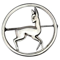 Antique Carl Poul Petersen Sterling Silver Deer Pin/Brooch #14184