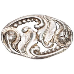 Carl Poul Petersen Sterling Silver Oval Flower Pin or Brooch