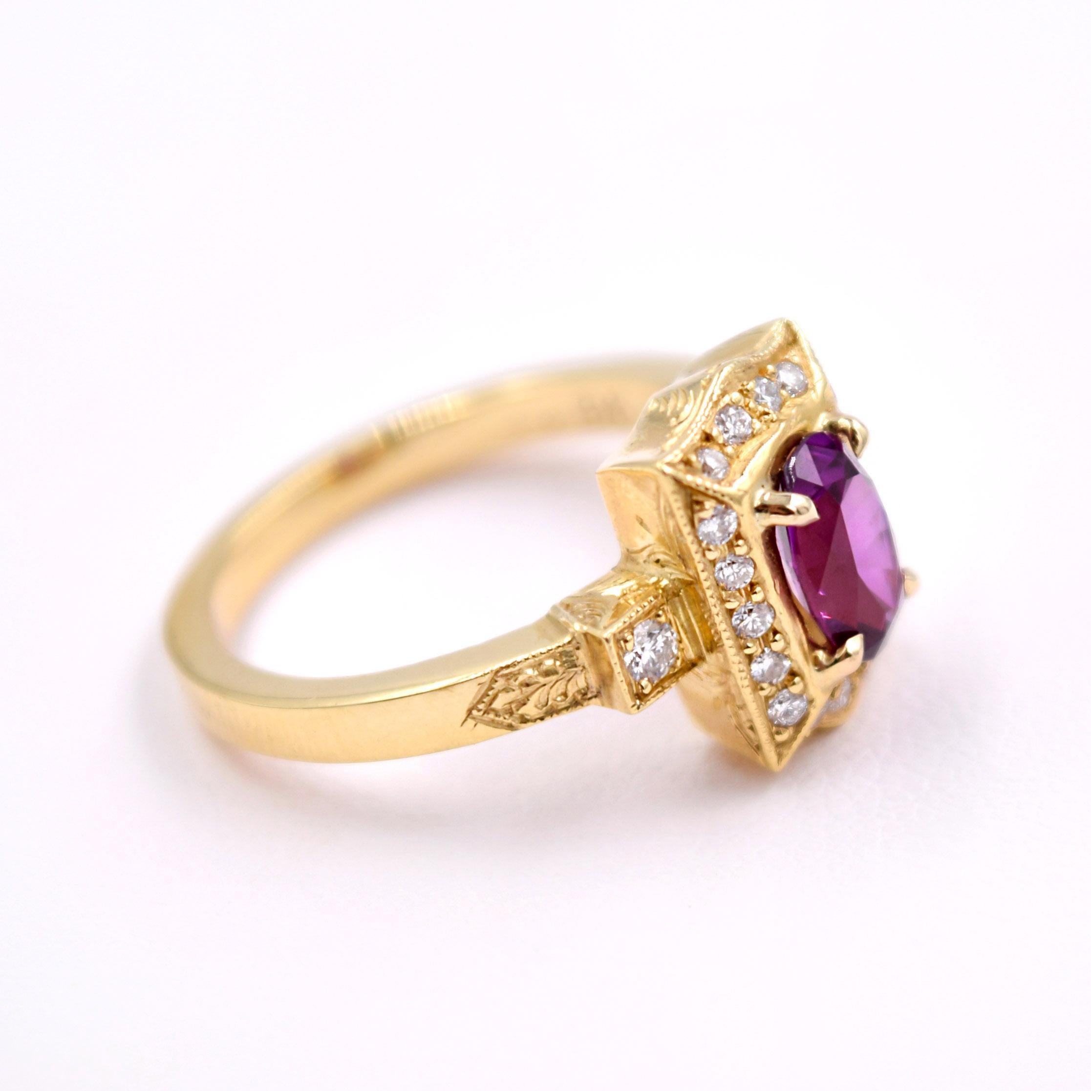 Oval Cut Carl Priolo 1.10 Carat Oval Pink Sapphire and Diamond Statement Ring in 18K Gold For Sale