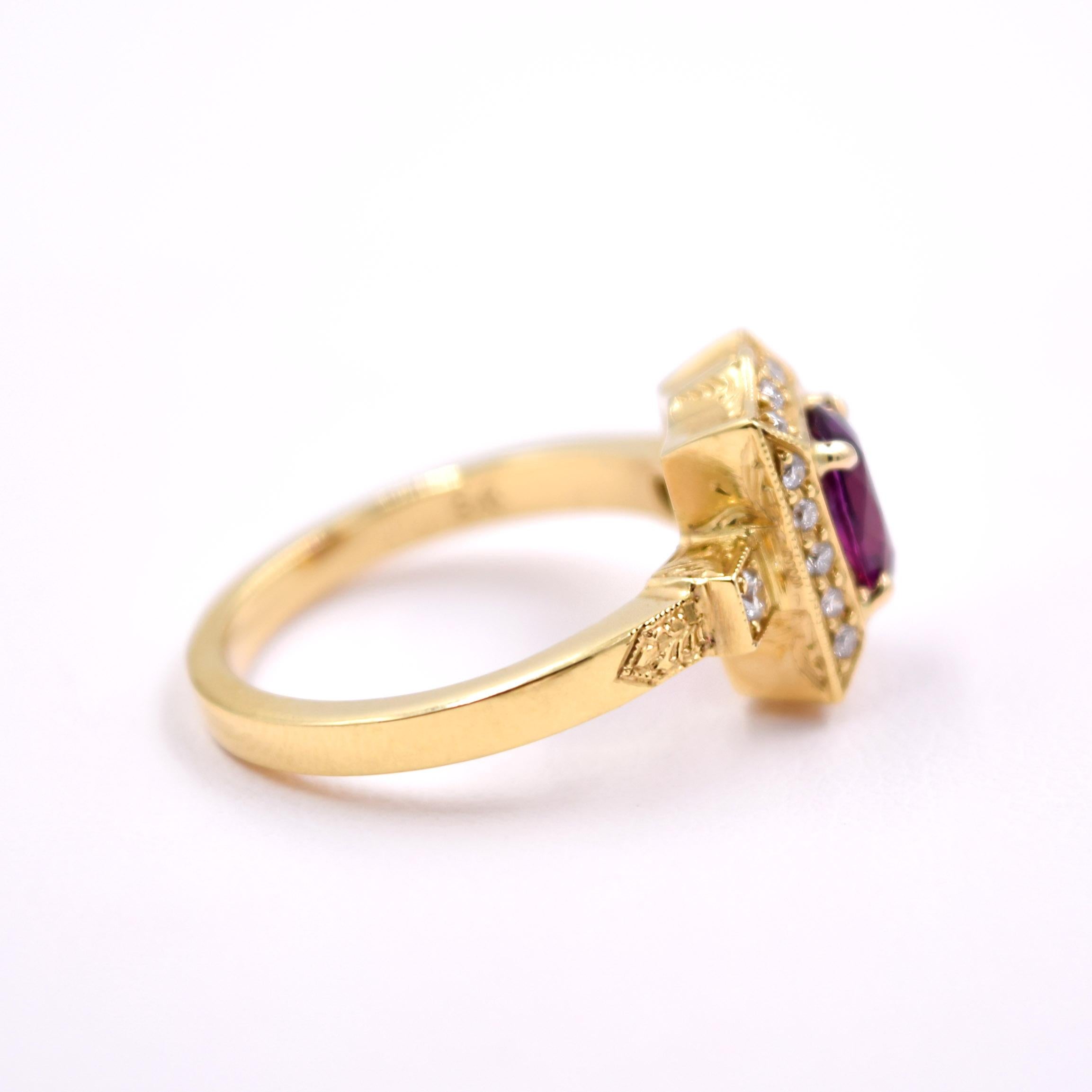 Carl Priolo 1.10 Carat Oval Pink Sapphire and Diamond Statement Ring in 18K Gold In New Condition For Sale In Mill Valley, CA