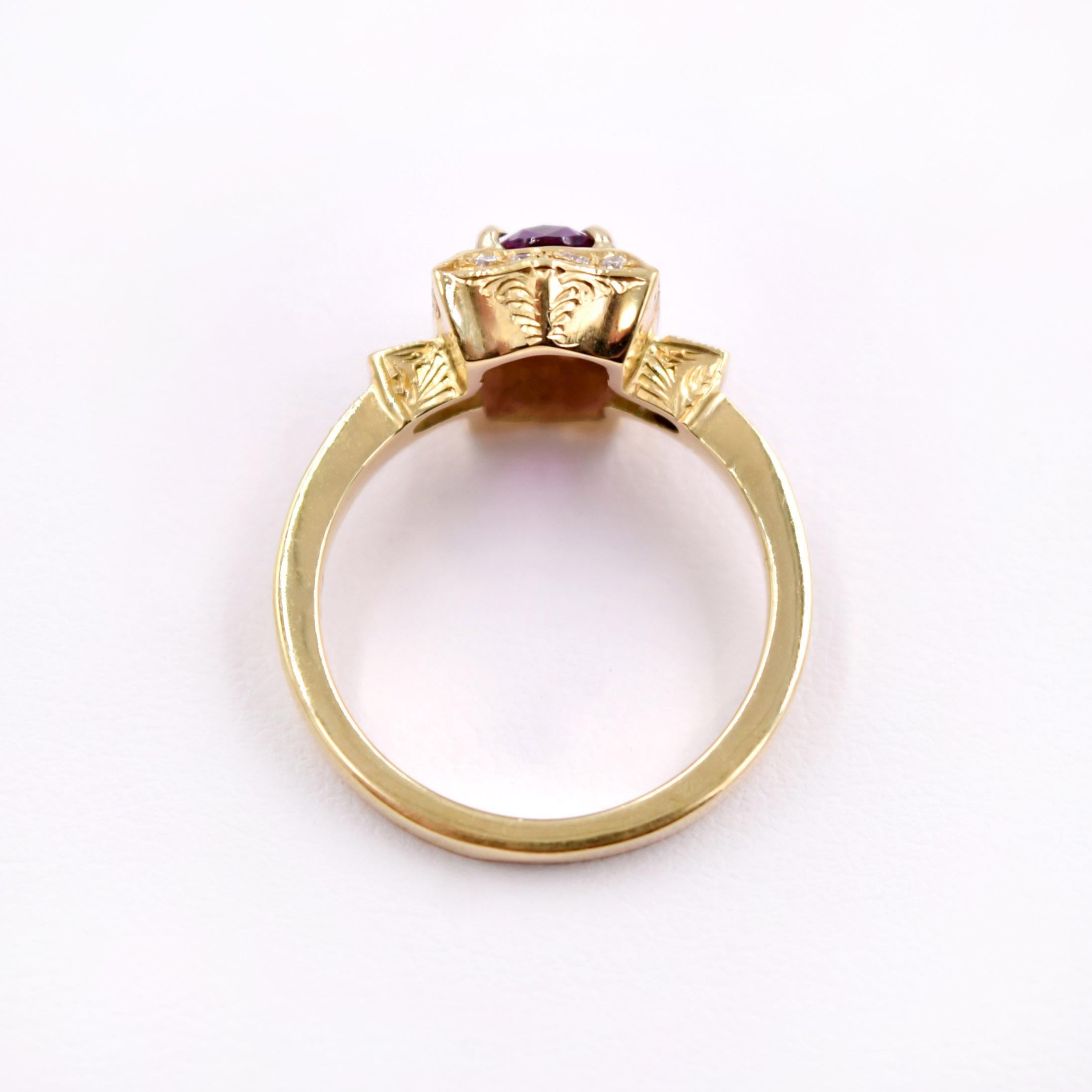 Carl Priolo 1.10 Carat Oval Pink Sapphire and Diamond Statement Ring in 18K Gold For Sale 1
