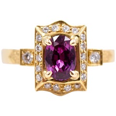 Carl Priolo 1.10 Carat Oval Pink Sapphire and Diamond Statement Ring in 18K Gold