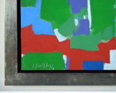 Carl Holty Abstract Oil Painting "Riviera" in Primary Colors
