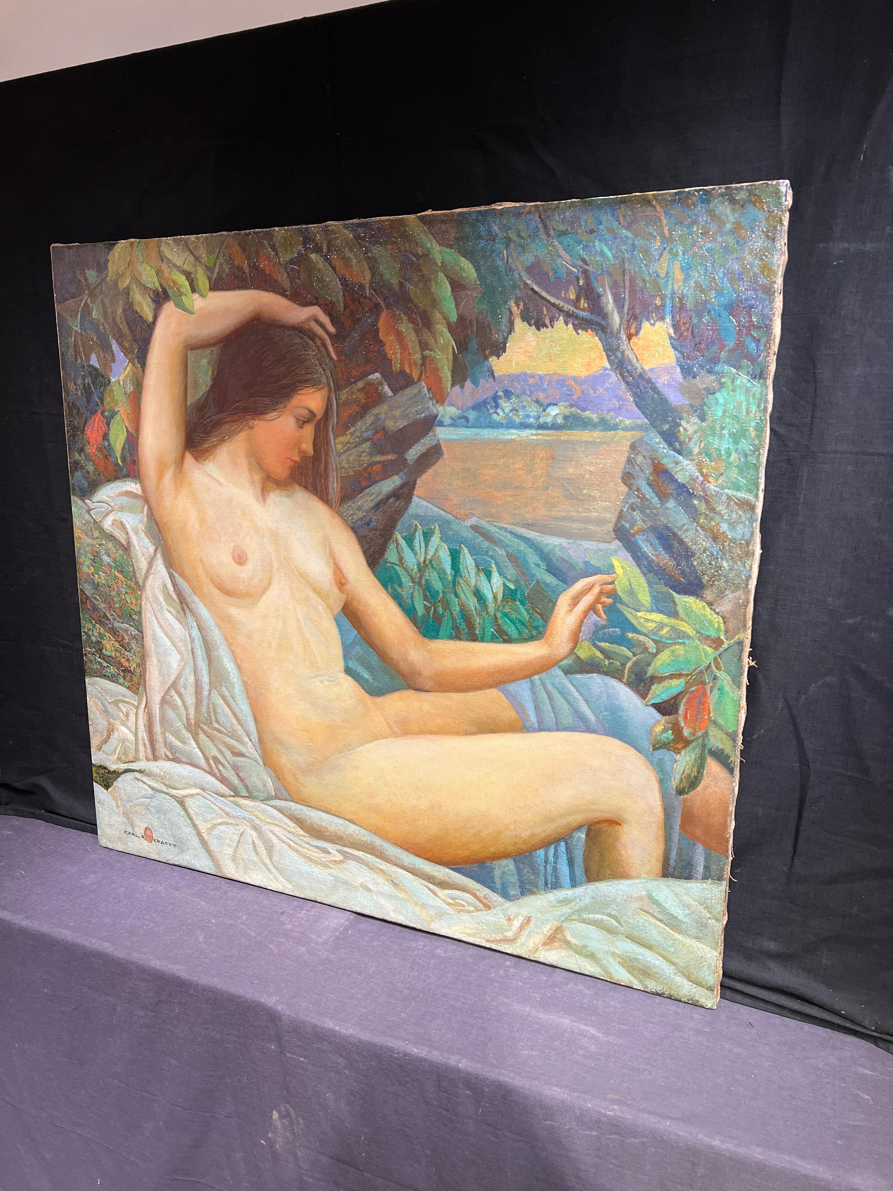 Liegender Akt – Painting von Carl Rudolph Krafft