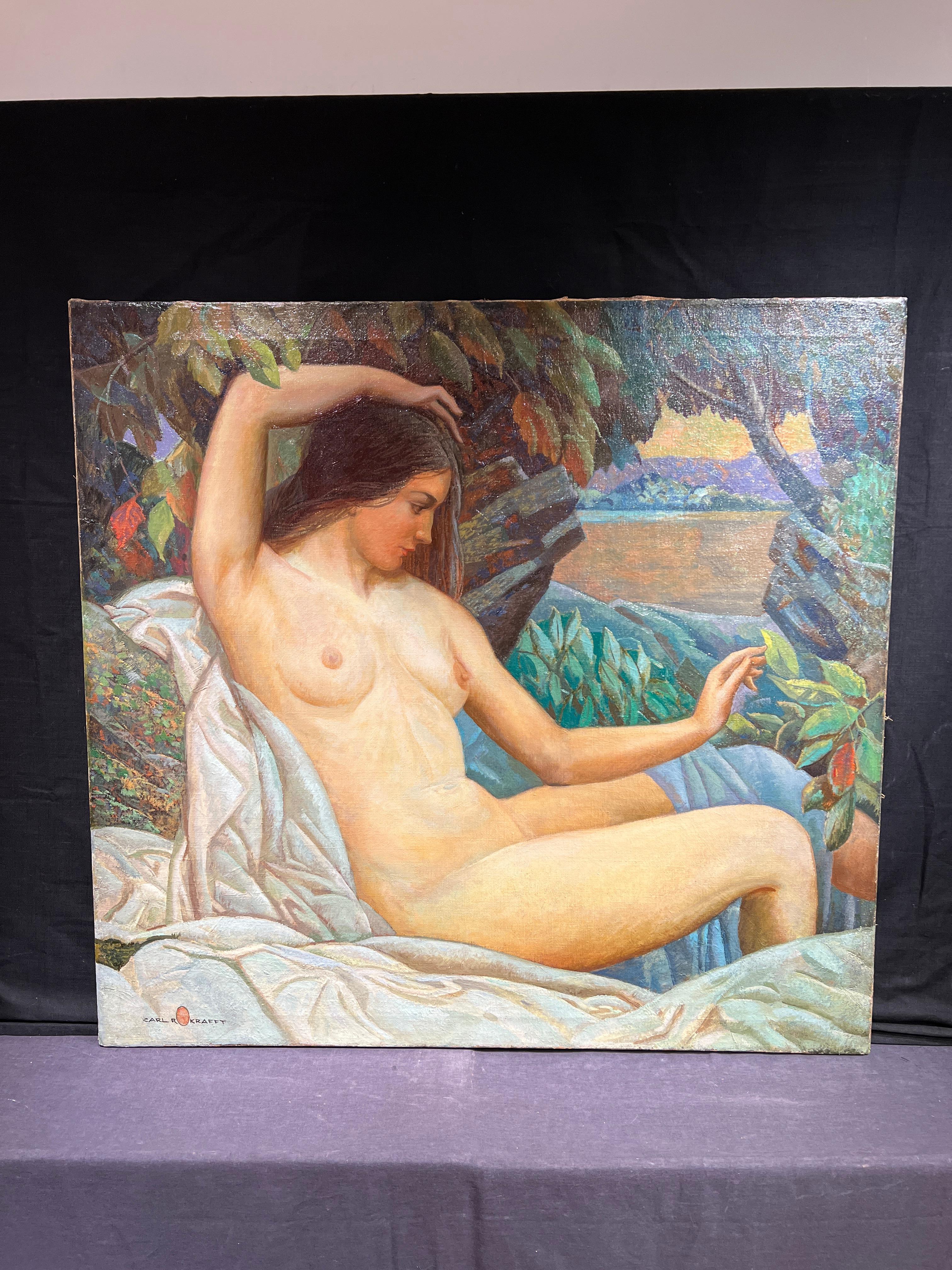 Liegender Akt (Art nouveau), Painting, von Carl Rudolph Krafft