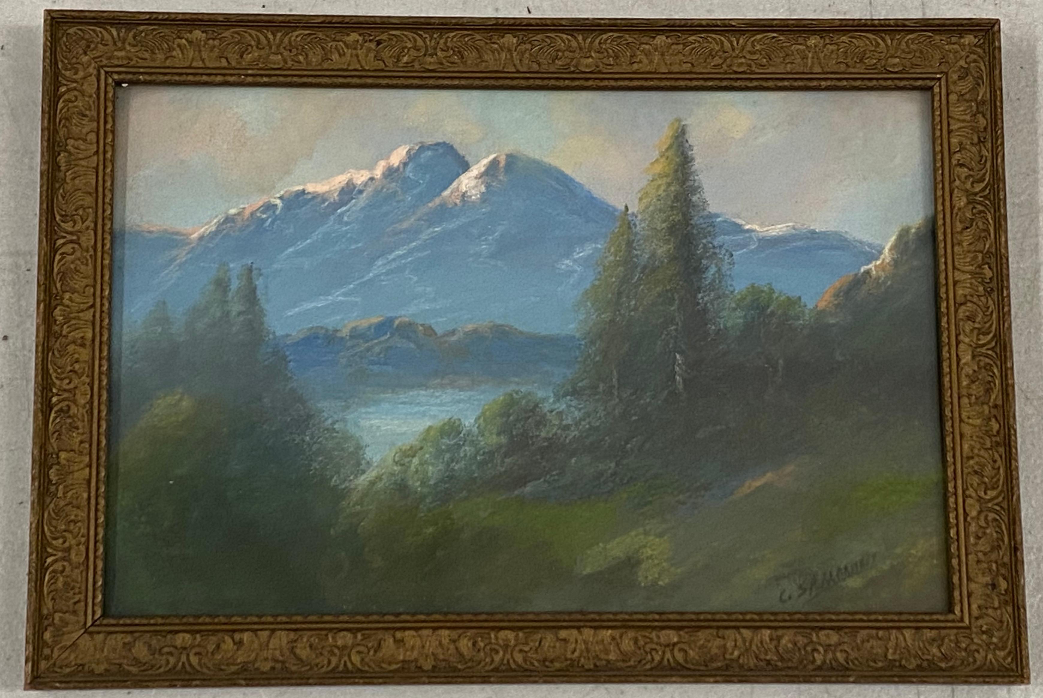 pastel mountain painting