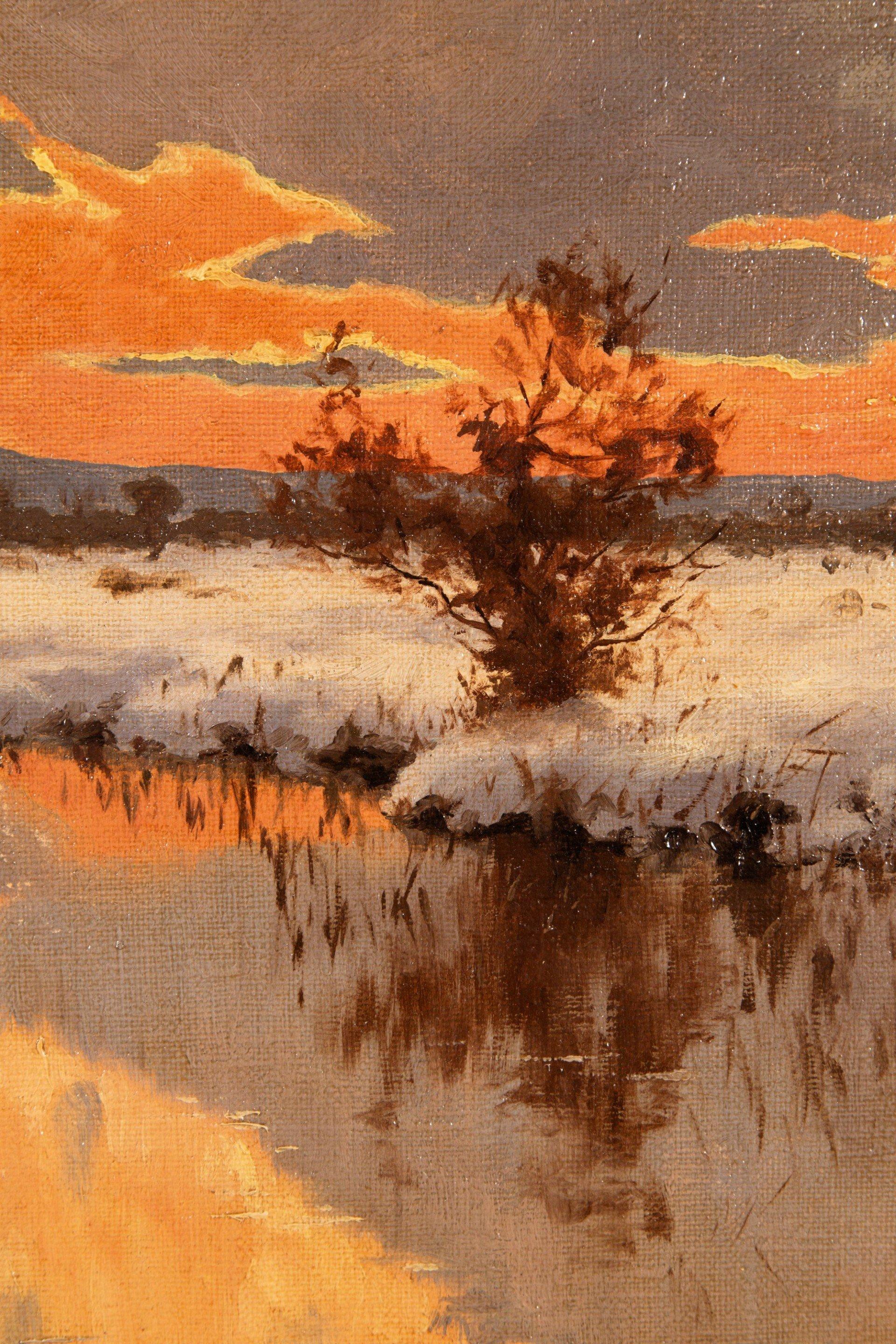 Winter landscape, oil on canvas by Carl Schaette For Sale 4