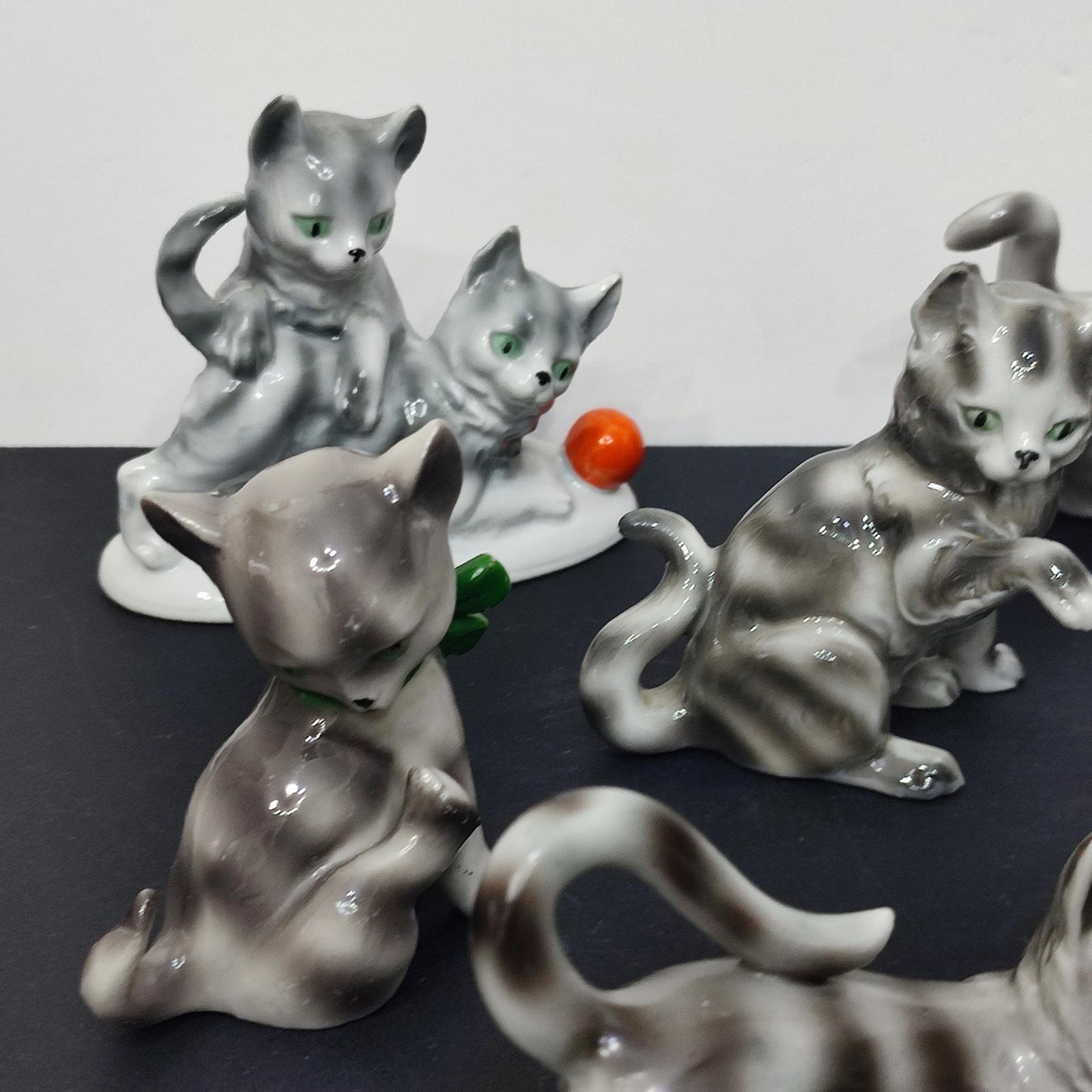 Carl Scheidig Gräfenthal Collection of Cat Figurines, Germany 1940s In Good Condition For Sale In Bochum, NRW