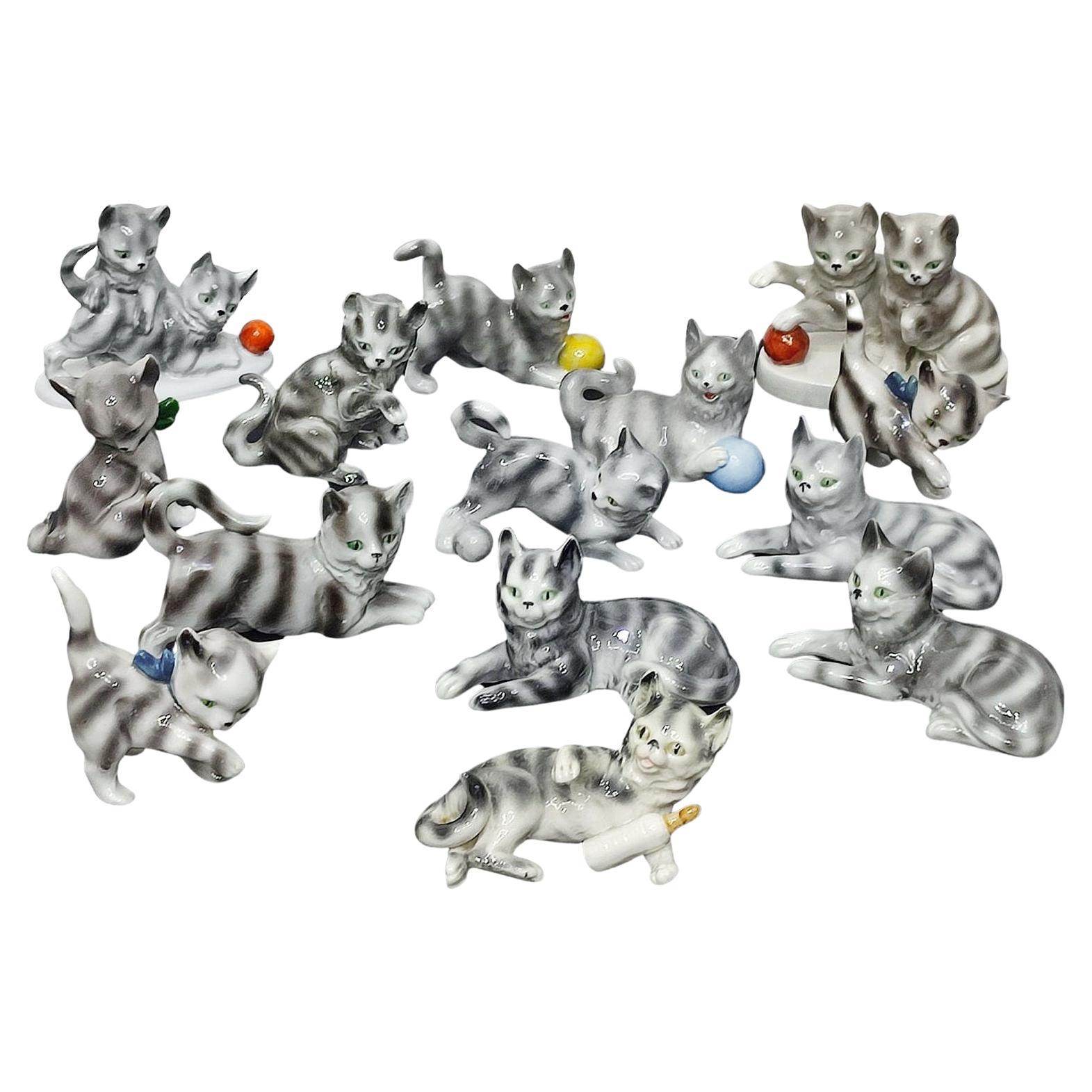 Carl Scheidig Gräfenthal Collection of Cat Figurines, Germany 1940s For Sale