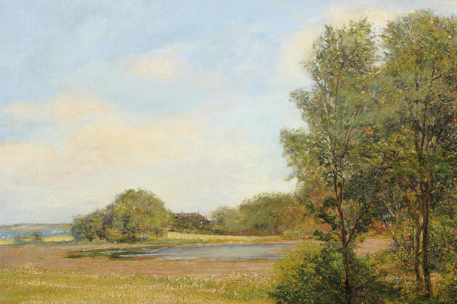 El descanso del pintor en Dinamarca - Landscape Painting Marrón de Carl Schlichting-Carlsen