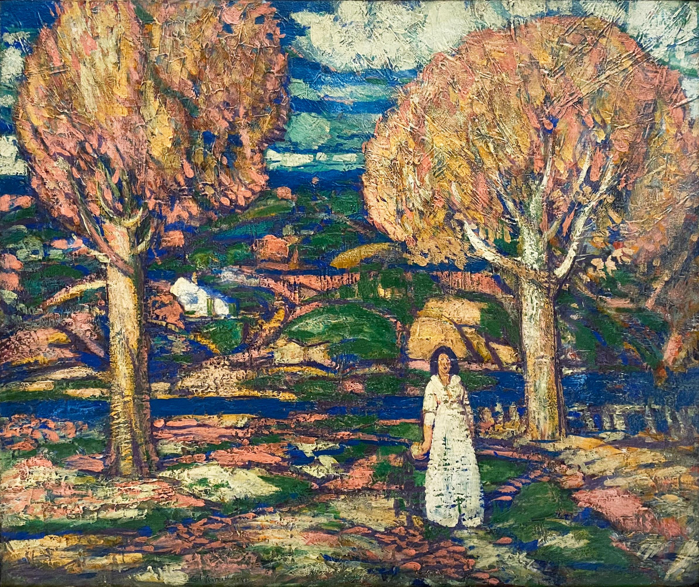 Herbst-Wandteppich, Fauve-Landschaft (Braun), Figurative Painting, von Carl Schmitt