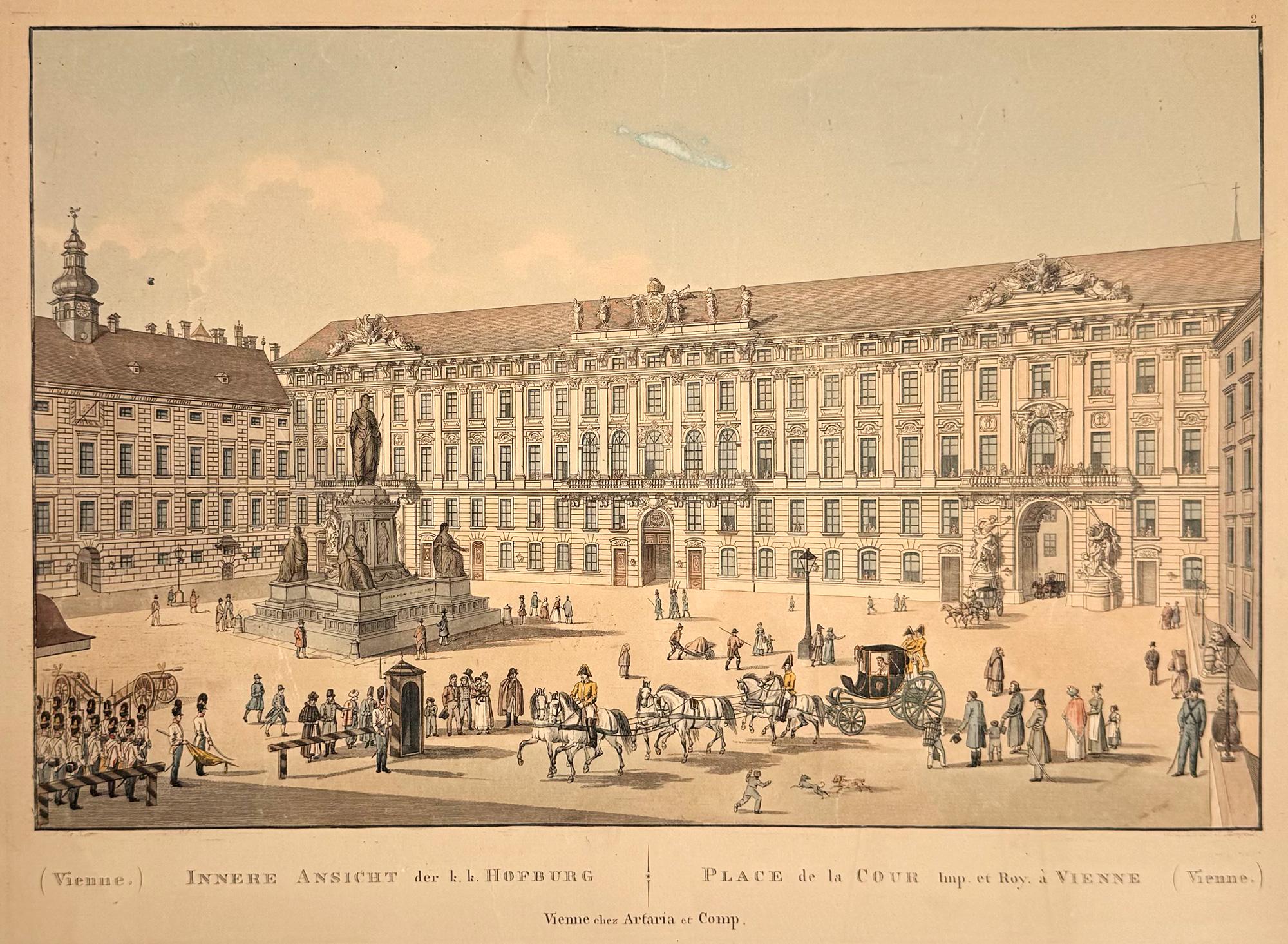Carl Schütz Figurative Print - Place de la Cour, Vienna
