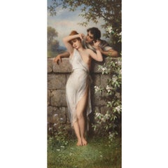 Oil painting of young lovers by Schweninger the Younger