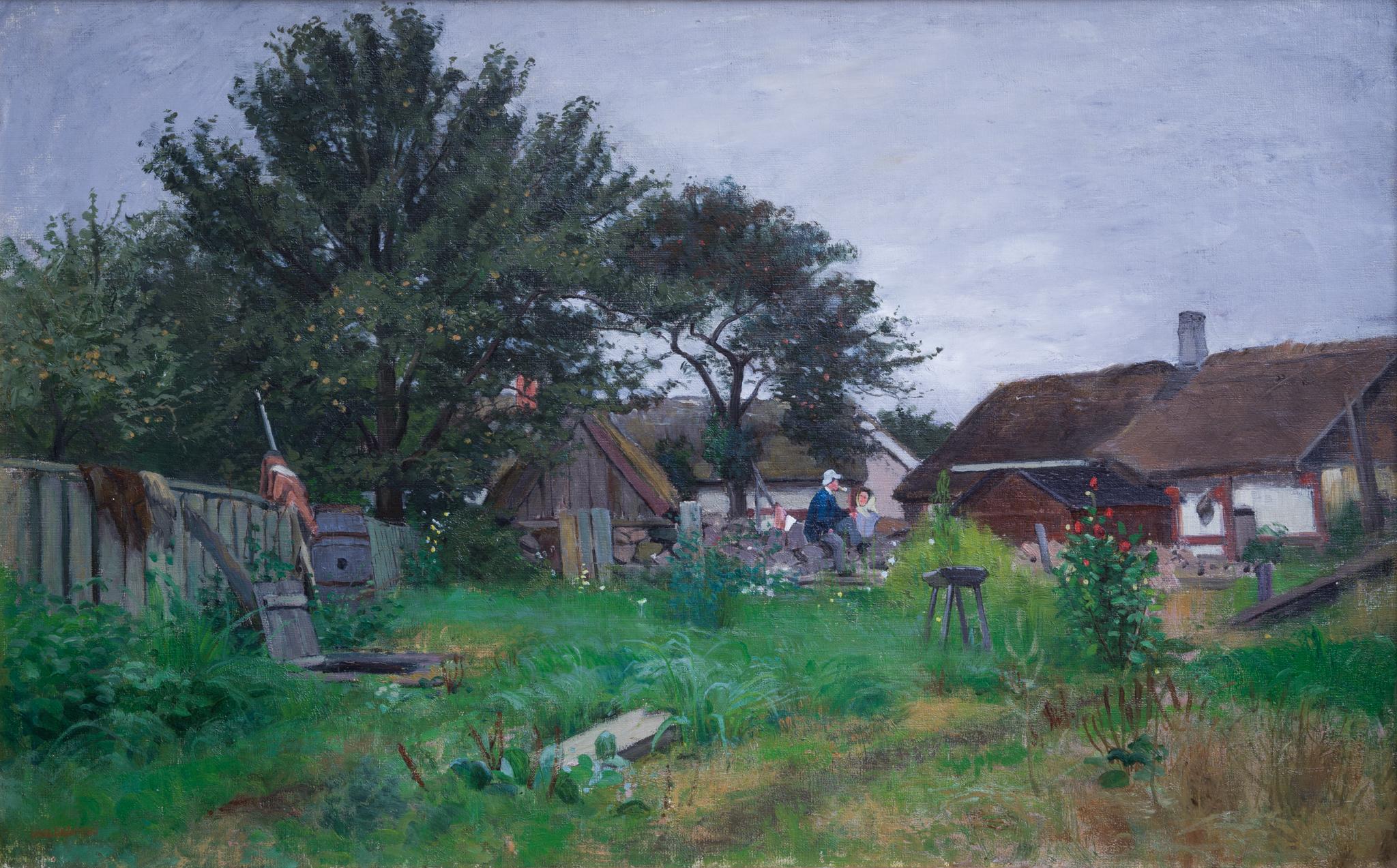 Giardino con castagni in fiore, Francia - Painting di Carl Skånberg