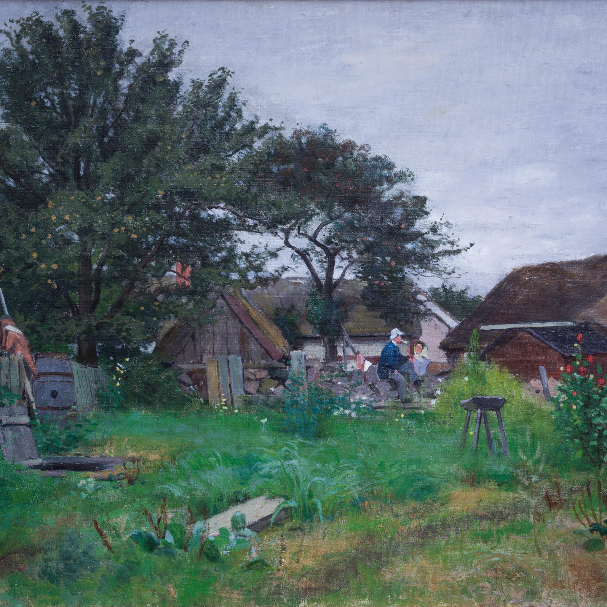 Giardino con castagni in fiore, Francia - Figurative Painting Nero di Carl Skånberg