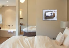 Live Draht – Retro Modernes Original-Kunstwerk, Fernsehen mit hohem Draht, Aktgemälde