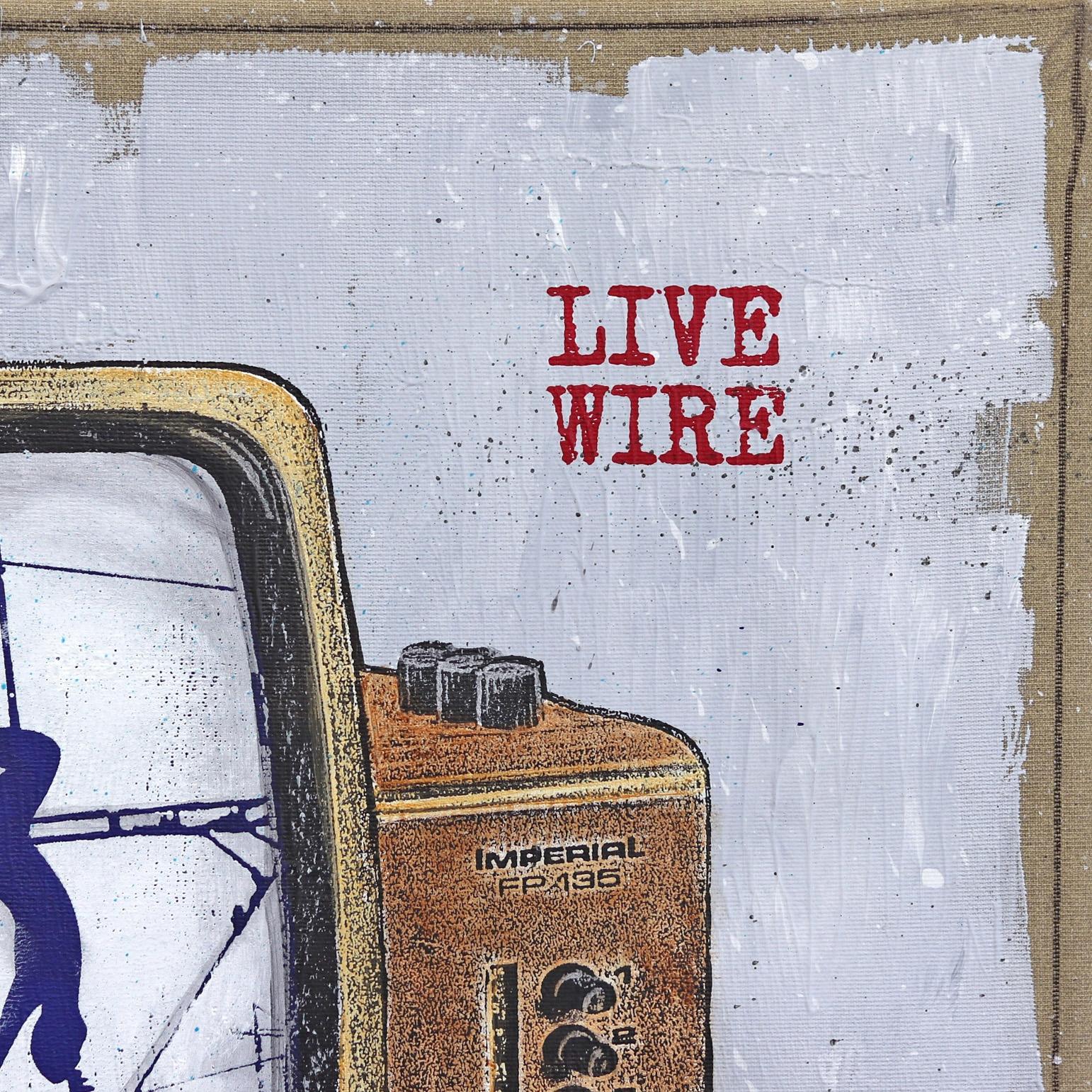 Live Wire - Retro Modern Original Artwork Television High Wire Act Painting For Sale 2