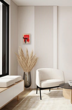 New Attitude - Original Surrealist Red Paint Brush Pop Art on Canvas