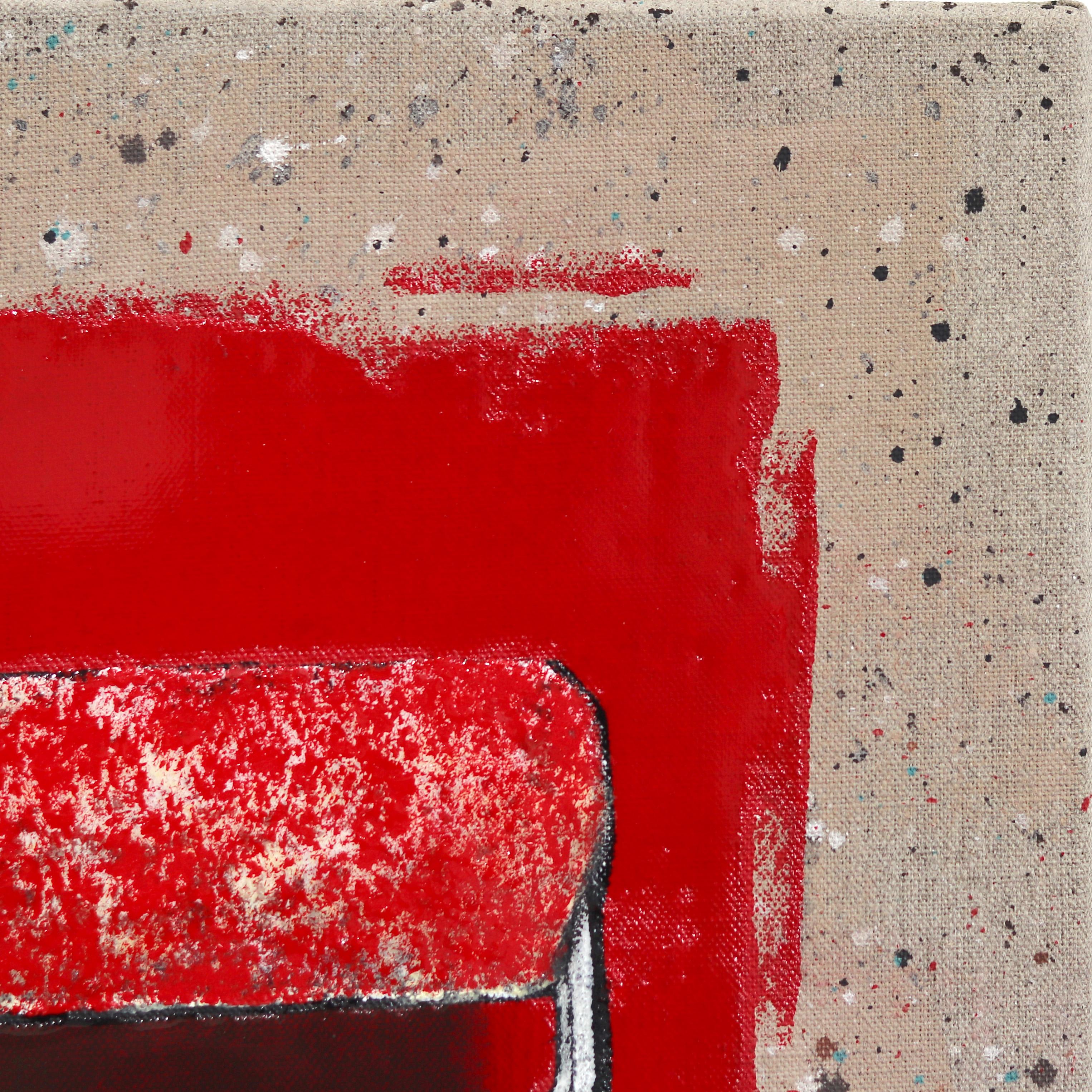 New Attitude - Original Surrealist Red Paint Brush Pop Art on Canvas For Sale 5