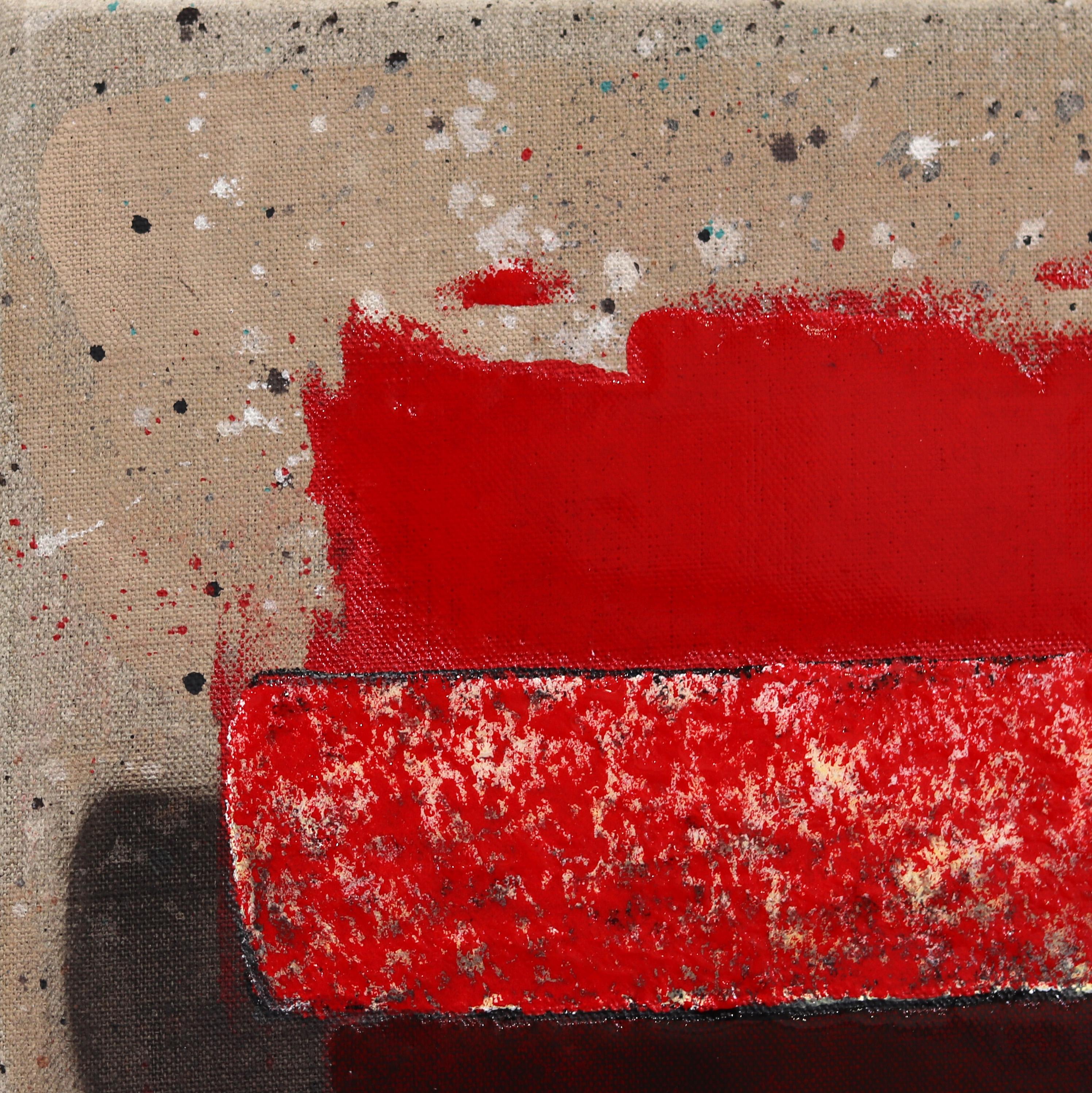 New Attitude - Original Surrealist Red Paint Brush Pop Art on Canvas For Sale 6