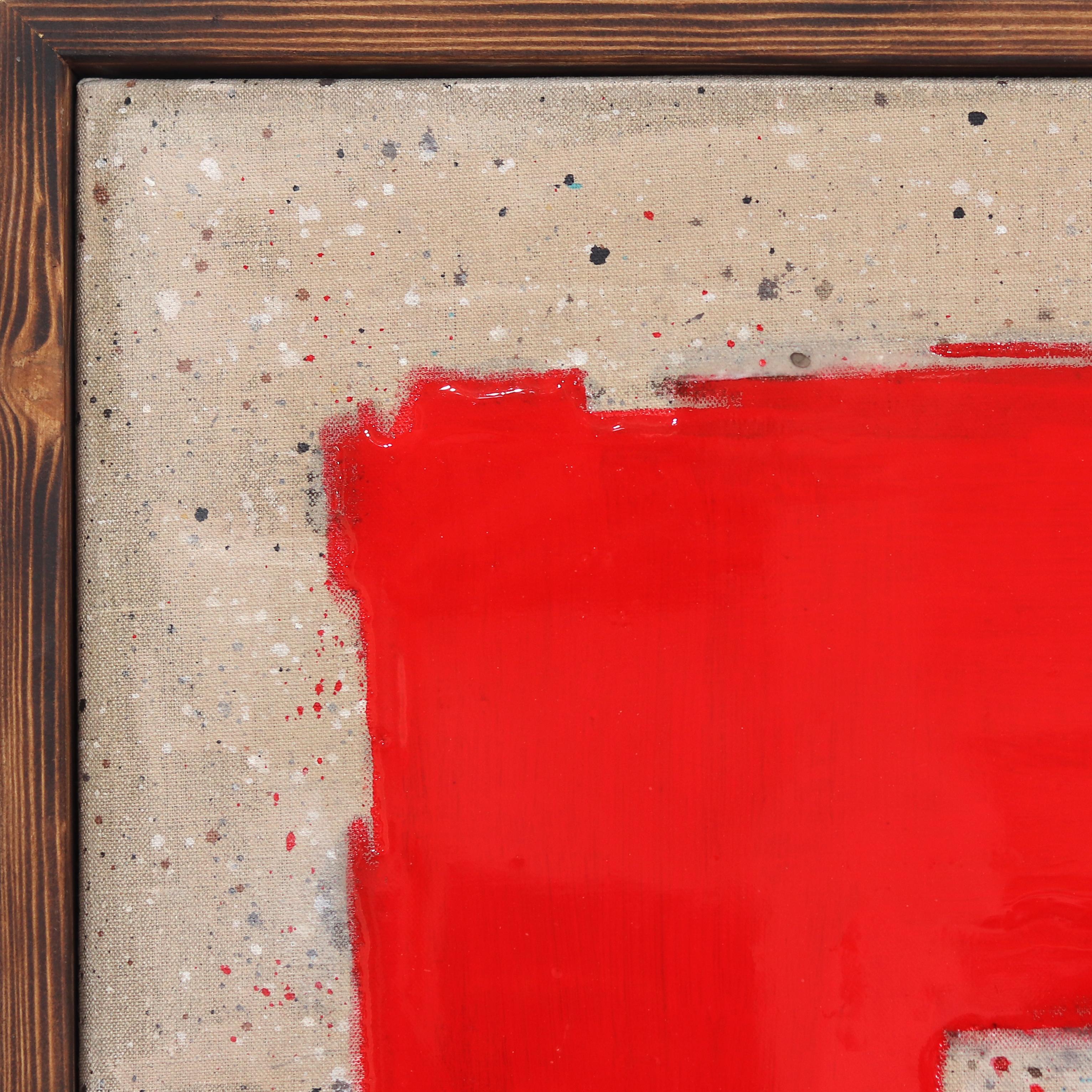 Pre-Eminence - Originale pennello surrealista rosso, rettangolo pop art su tela in vendita 3