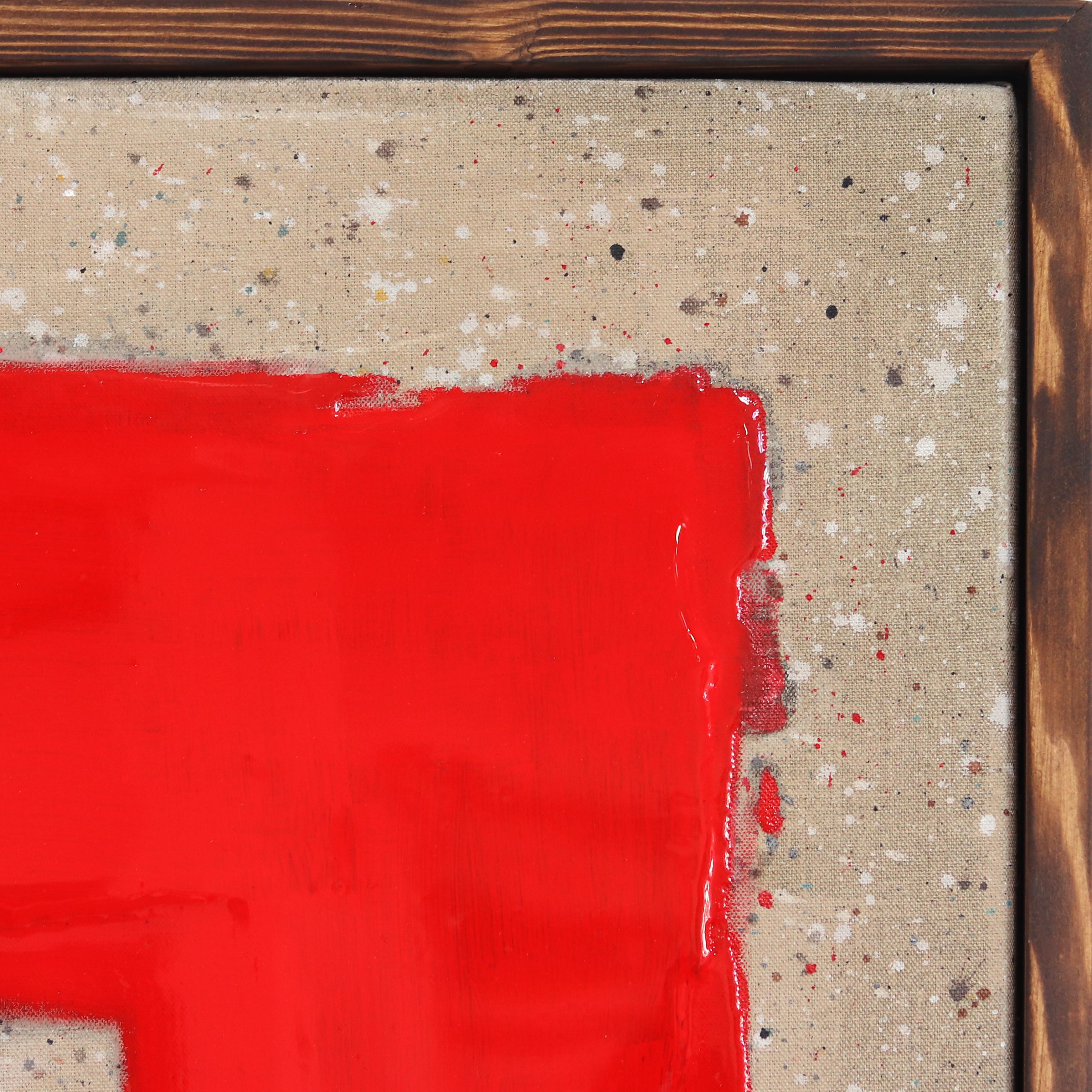 Pre-Eminence - Originale pennello surrealista rosso, rettangolo pop art su tela in vendita 4